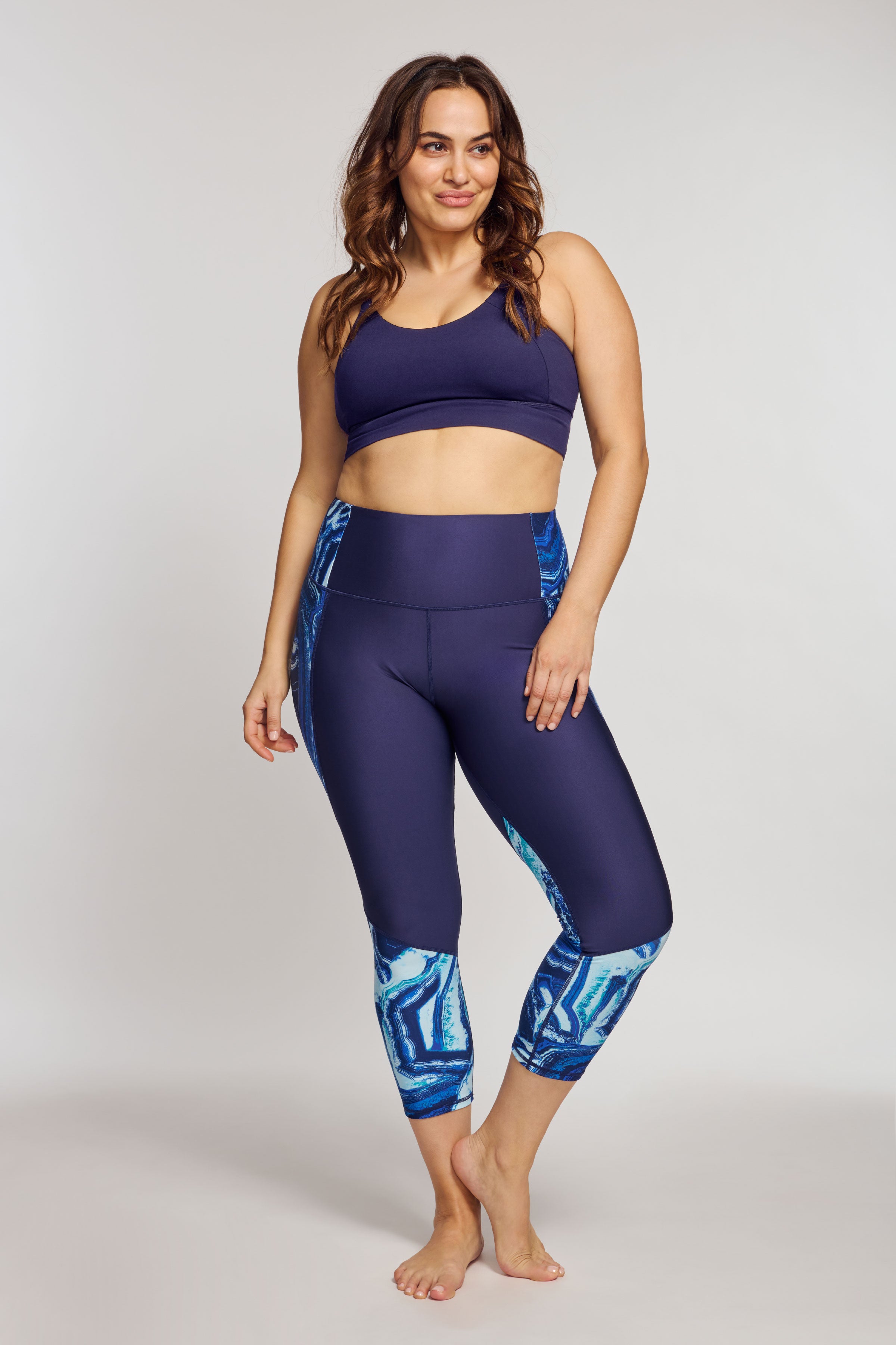 High Waisted Slimming Capri Leggings for Women - Tummy Control Workout Yoga Pants in Agate Color - Perfect for Gym, Running & Casual Wear