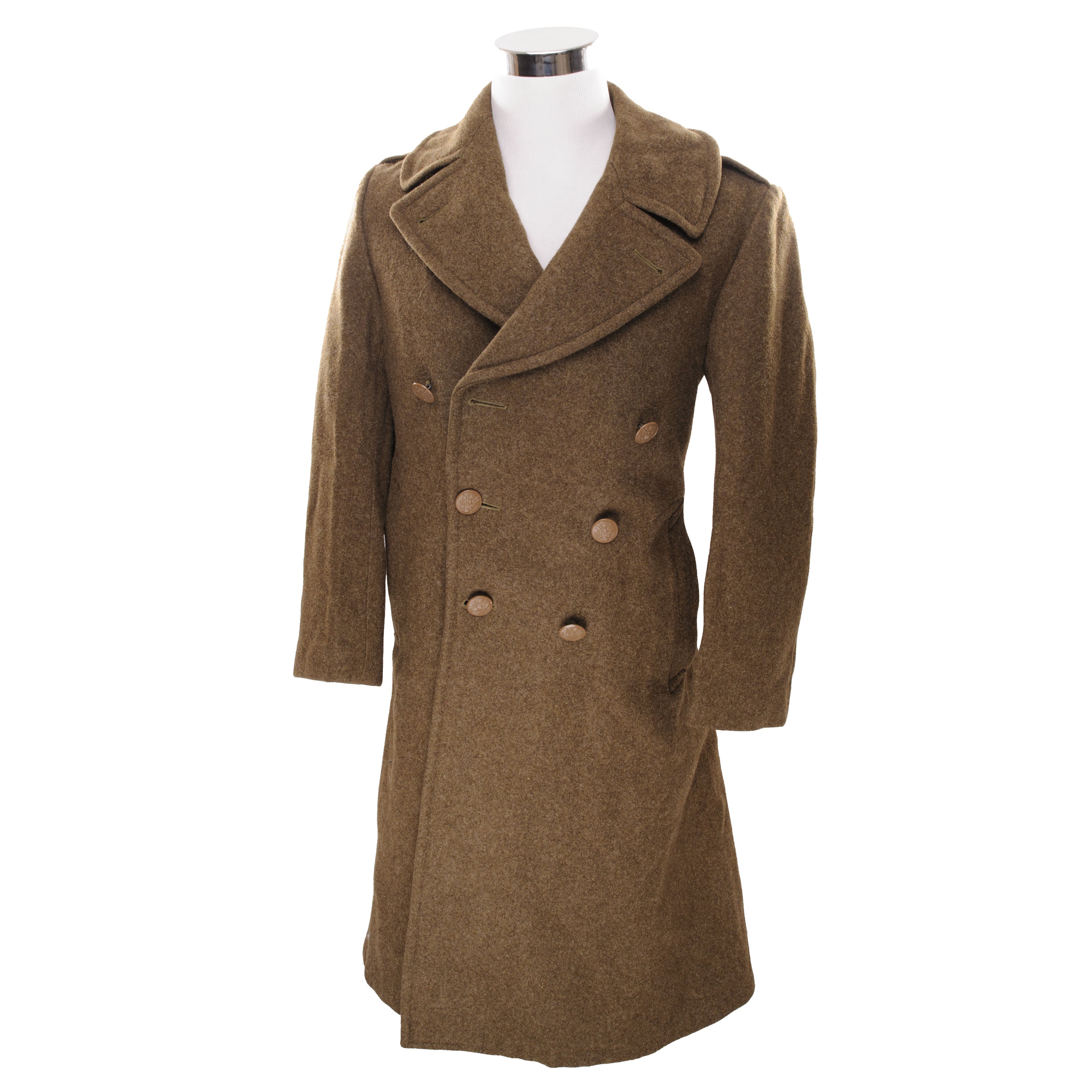 Vintage US Army M-1939 Wool Overcoat - WW2 Military Coat 1942, Size 36R - Perfect for Historical Reenactments, Cold Weather & Collector Displays