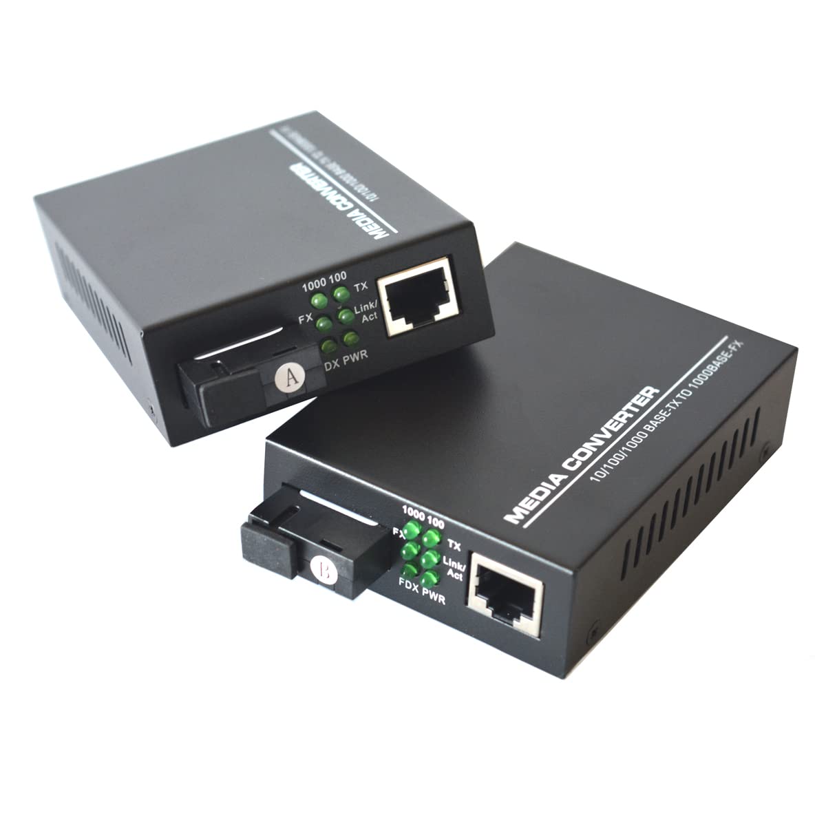 10/100/1000Mbps Gigabit Ethernet Fiber Media Converter Pair - RJ45 to 1000M Single-Mode SC Fiber Converter (40Km/24.9mi Range) - Ideal for Office Networks, Data Centers & Long-Distance Internet Connections