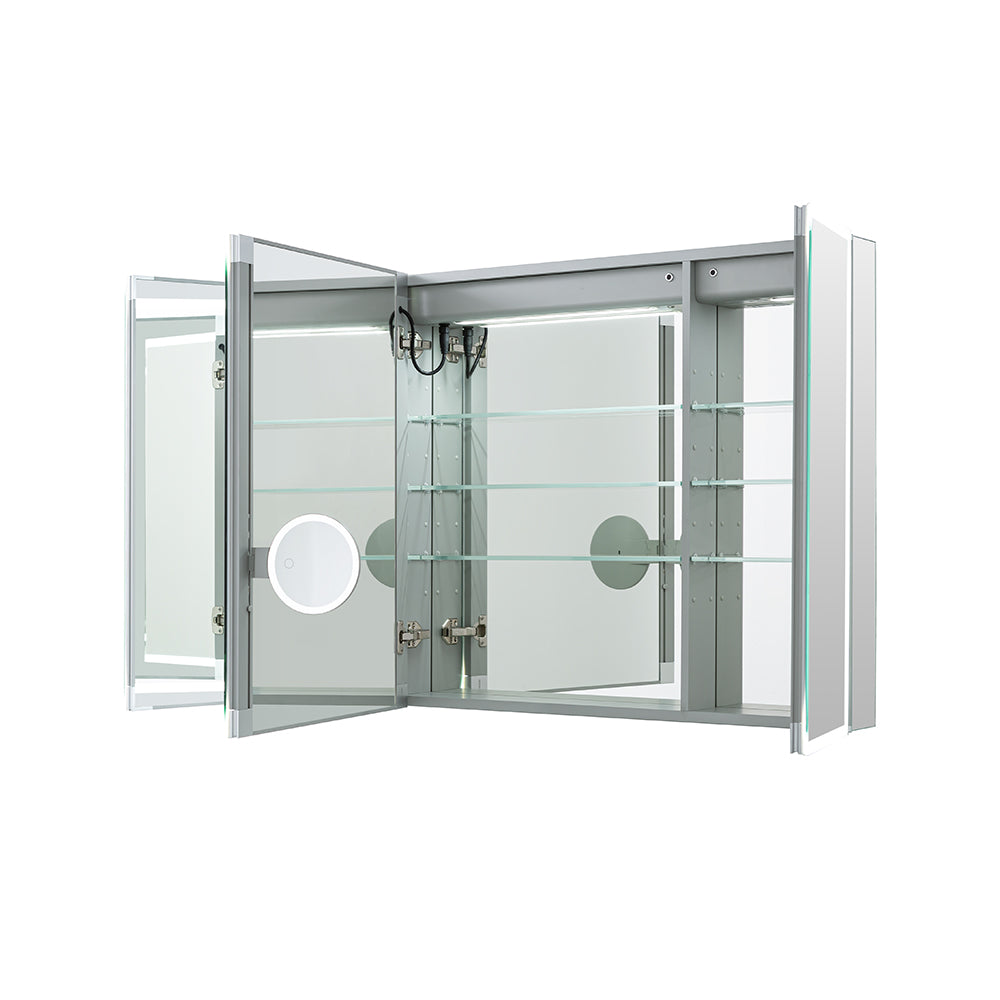 Aquadom Edge Royale 48x32 Inch LED Lighted Triple Door Bathroom Medicine Cabinet with Mirror - Perfect for Modern Homes, Spas & Luxury Vanities