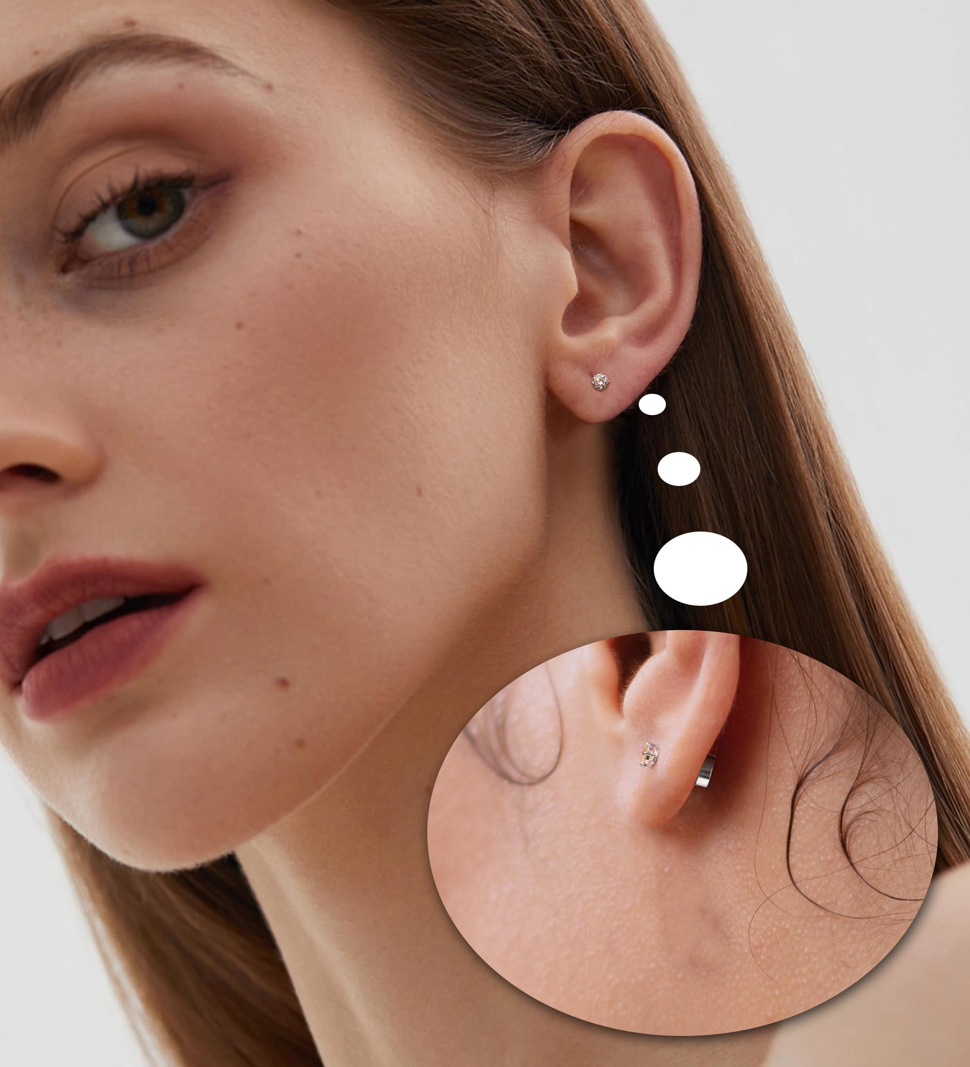 Hypoallergenic Flat Back Stud Earrings for Women & Girls - 20G Surgical Steel Cartilage Earrings | Handmade Screw Back Earrings for Sensitive Ears | Perfect for Daily Wear, Work & Special Occasions
