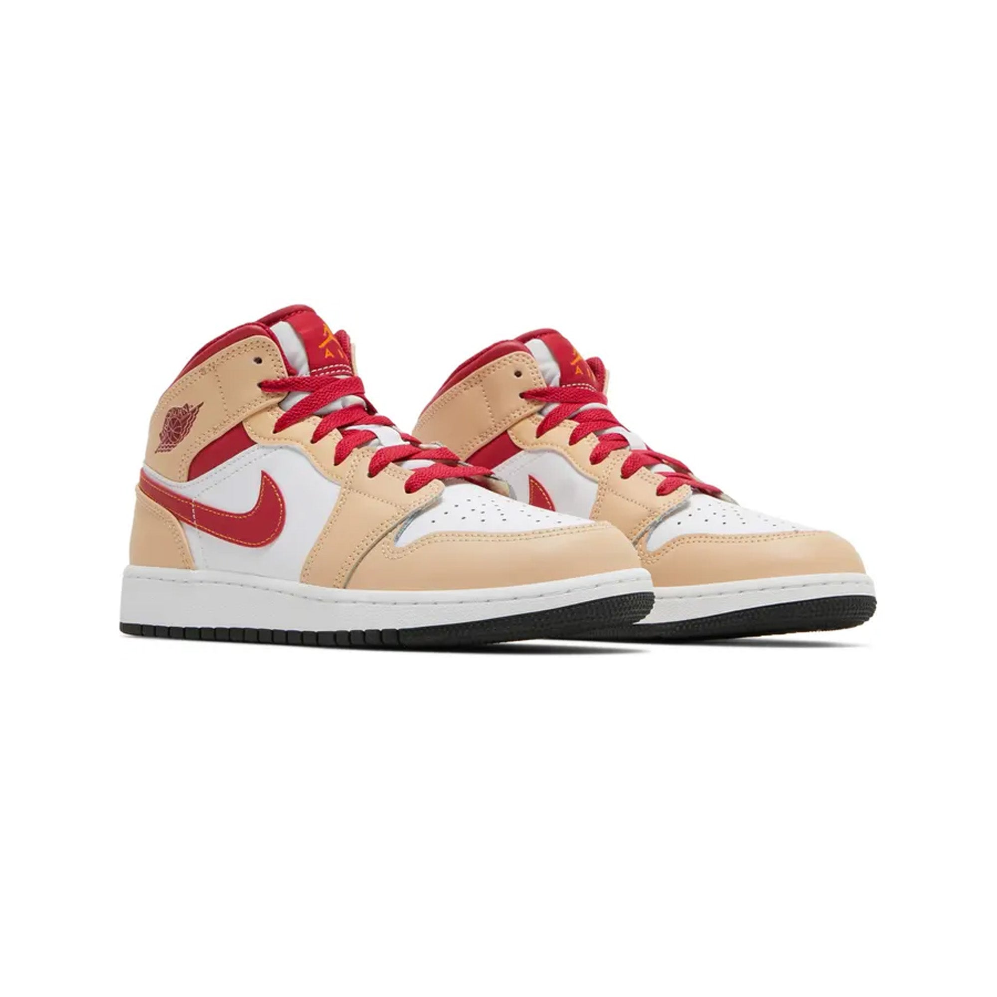 Air Jordan 1 Mid 'Light Curry Cardinal' GS Sneakers for Women (2022) - Perfect for Casual Wear, Street Style & Basketball Fans