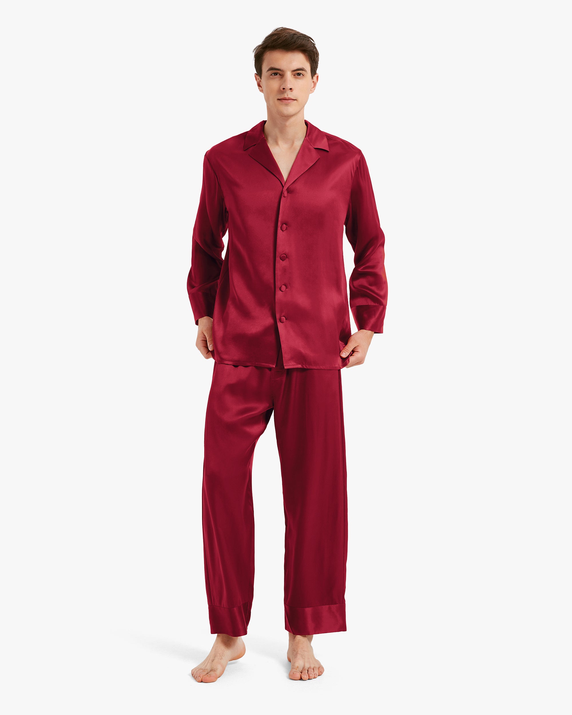 Luxury Classic Silk Pajamas for Men - Soft & Breathable Sleepwear for Comfortable Nights - Perfect for Lounging, Travel & Relaxation
