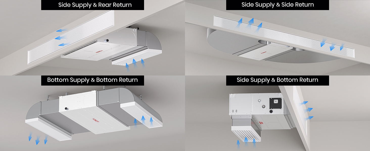 34,000 BTU Ducted Mini Split Air Conditioner - High Efficiency HVAC System for Home & Office Cooling | Perfect for Large Rooms, Garages, and Commercial Spaces