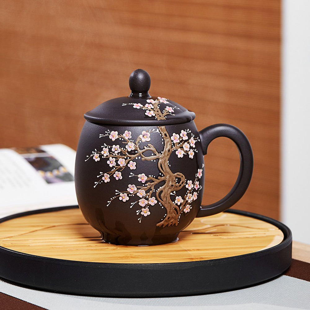 Purple Clay Color Changing Plum Blossom Tea Cup - Handmade Ceramic Mug for Hot & Cold Drinks - Perfect for Tea Lovers, Office Use & Gift Giving