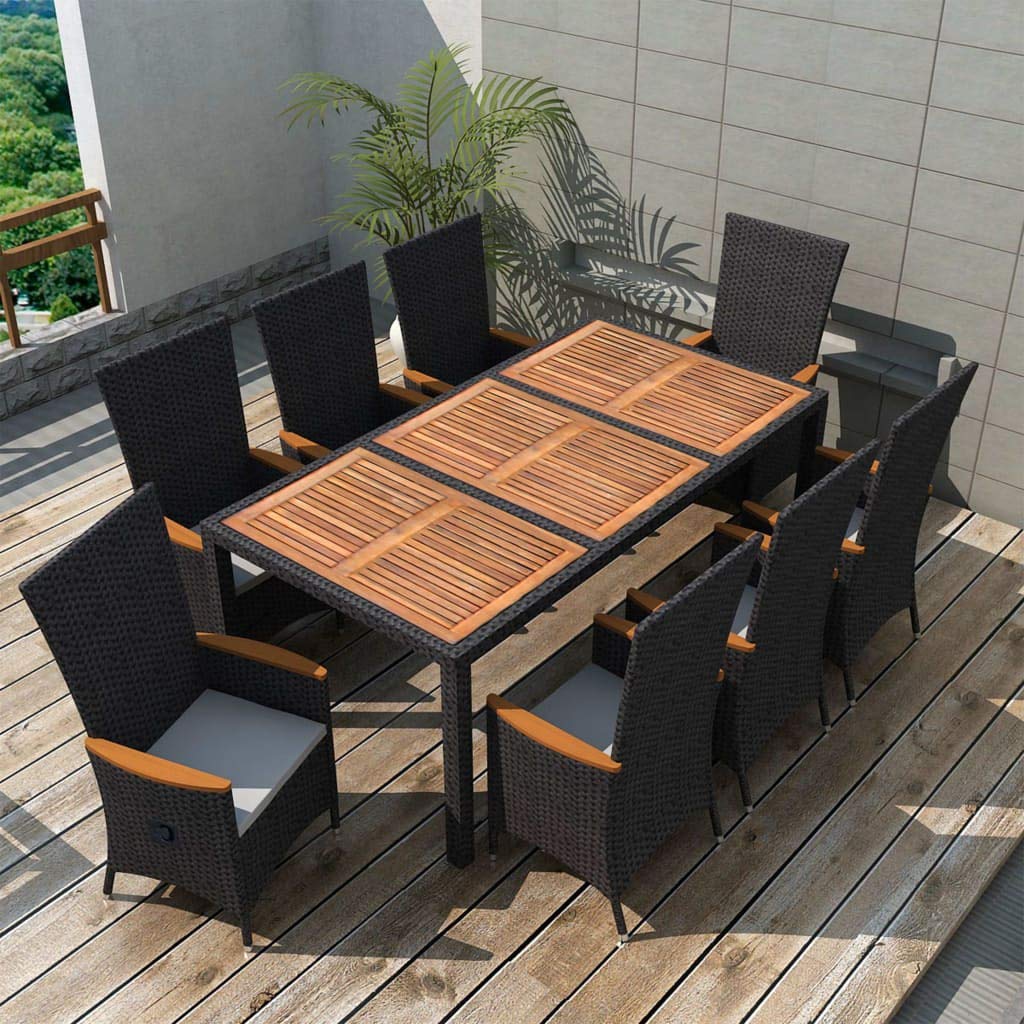 9-Piece Outdoor Dining Table and Chairs Set - All-Weather Wicker Patio Furniture for Backyard, Garden, Poolside - Perfect for Outdoor Entertaining & Al Fresco Dining