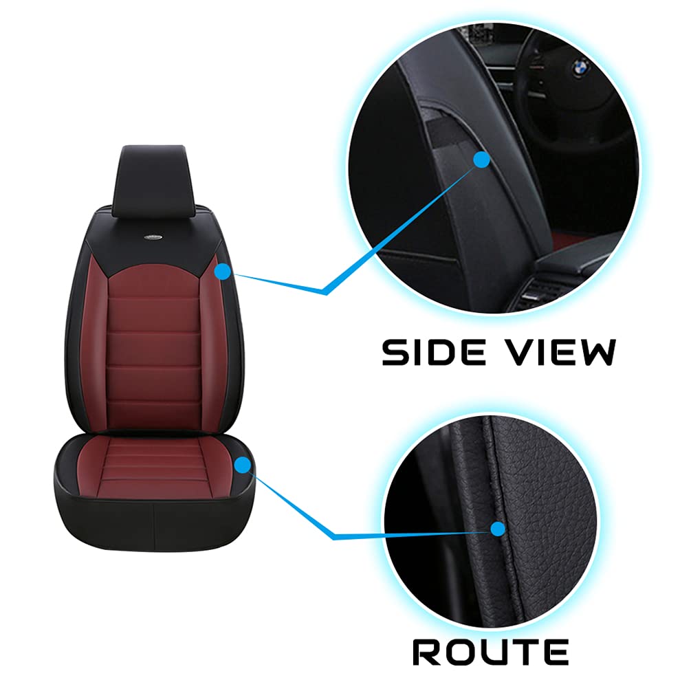 Premium Custom Car Seat Covers for Toyota Camry 2004-2021 - 5-Piece Waterproof Leather Seat Protectors (Black/Red) - Front & Rear Seat Cushions for Enhanced Comfort & Durability - Perfect for Daily Commute, Road Trips & Family Protection