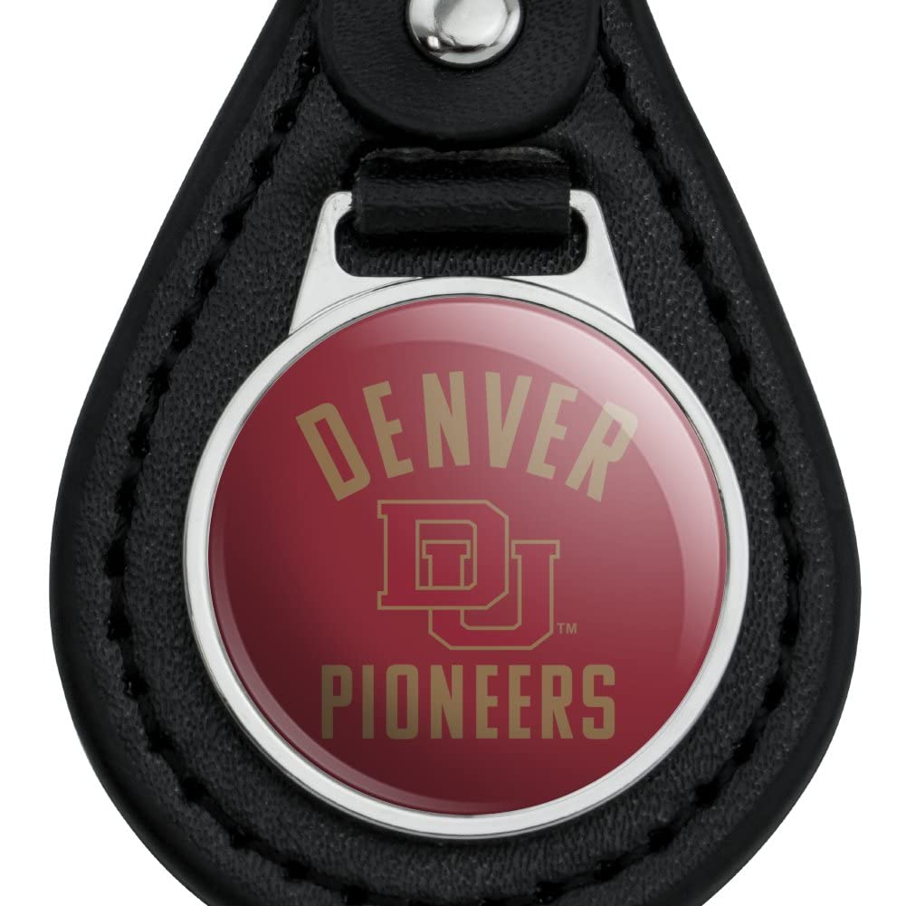 University of Denver Pioneers Black Leather Keychain - Custom Engraved College Keyring for Alumni, Students & Fans - Perfect for Gifts, Backpacks & Key Organization
