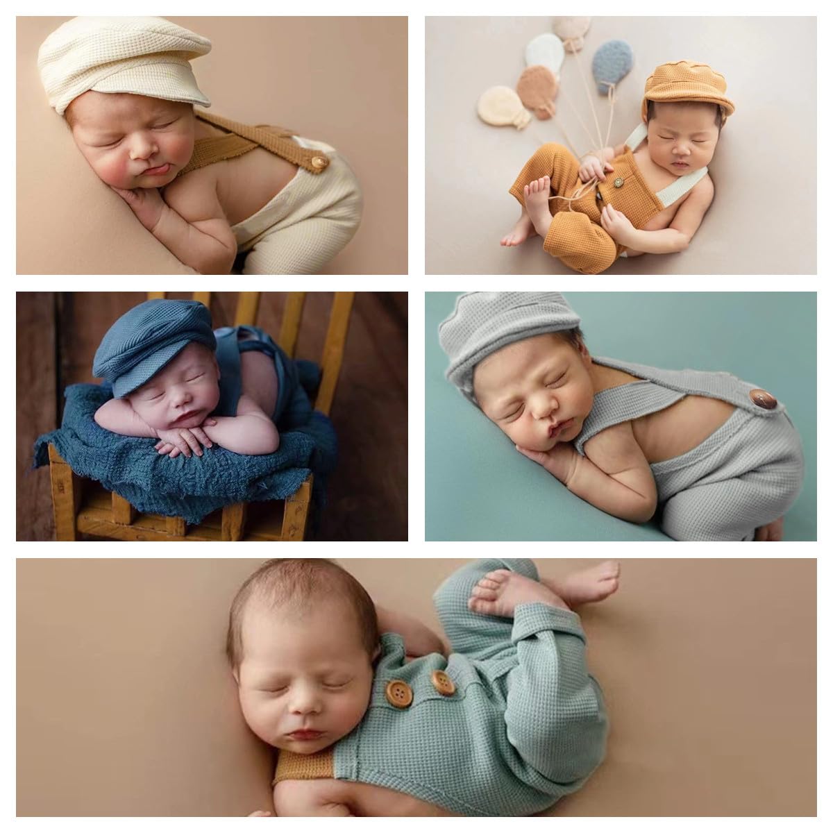 Newborn Baby Boy Girl Crochet Outfit Set - Photography Costume with Hat & Pants - Perfect for Photo Shoots, Christening, First Birthday & Family Portraits