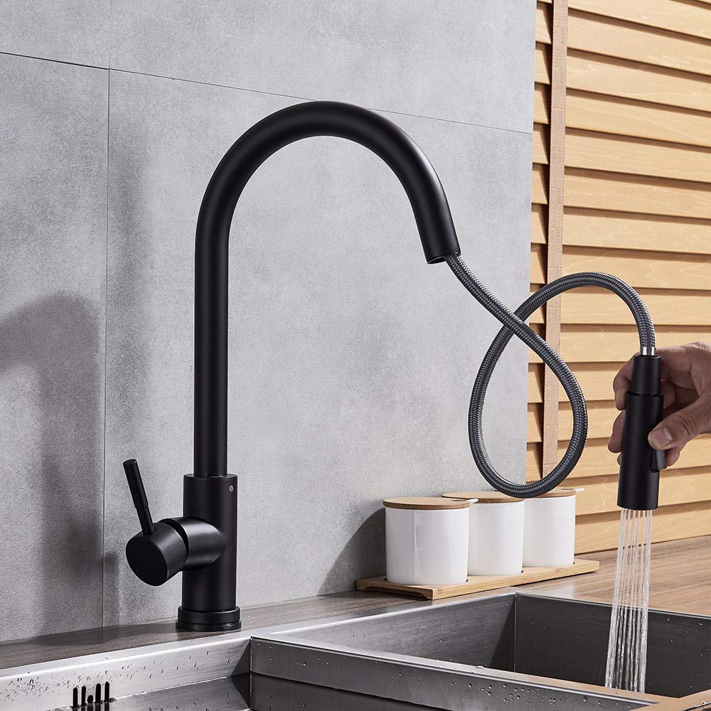 Smart Touch Sensor Kitchen Faucet - Pull Out Sprayer with Sensitive Touch Control, Matte Black Finish | Perfect for Modern Kitchens, Dishwashing & Food Prep