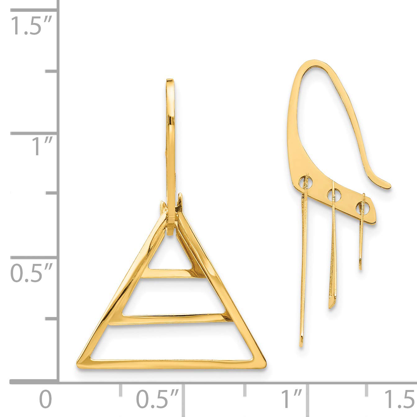 14K Yellow Gold Triple Triangle Dangle Earrings for Women - 30mm Elegant Geometric Earrings | Perfect for Parties, Weddings & Everyday Wear