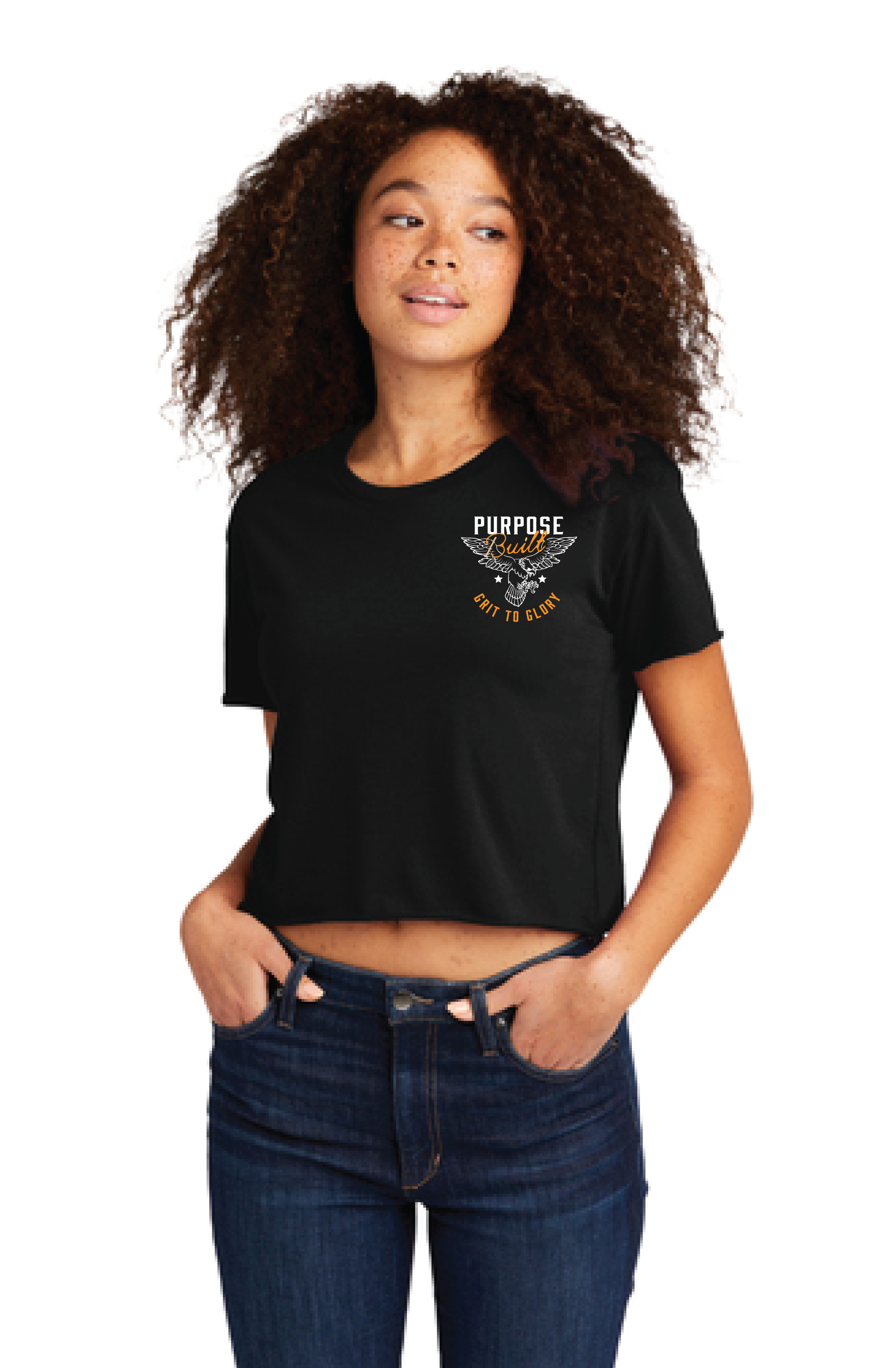 Grit To Glory Crop Tee - Women's Black Short Sleeve Athletic T-Shirt for Workout, Yoga & Casual Wear
