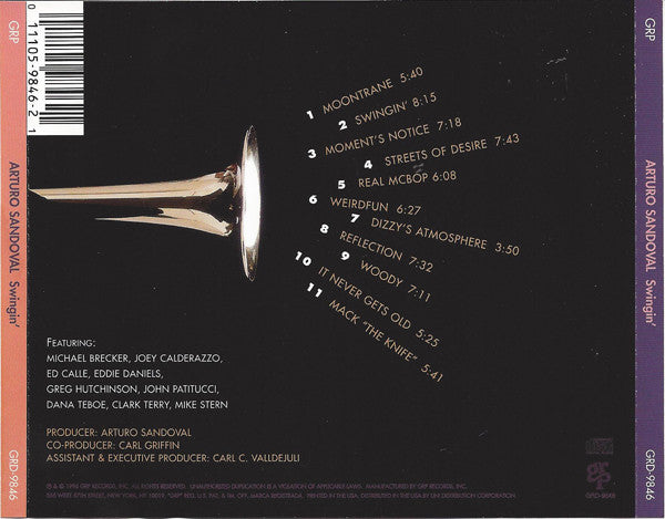 Arturo Sandoval Swingin' Jazz CD Album (NM or M) - Perfect for Music Lovers, Collectors & Jazz Enthusiasts