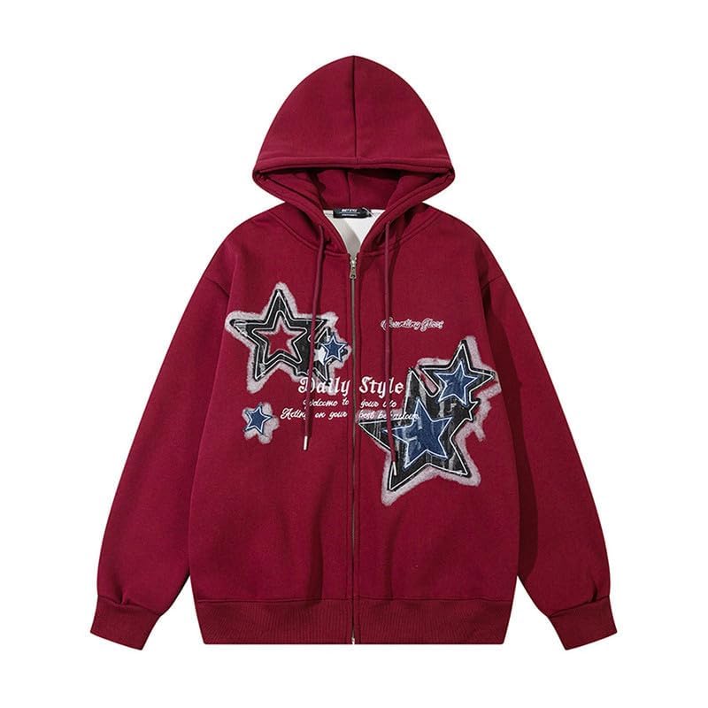 Y2K Graphic Hoodies for Women & Men - Zip Up Star Jackets, Aesthetic Sweatshirts, Gothic Fashion Clothing | Perfect for Streetwear, Casual Outfits & Retro Style