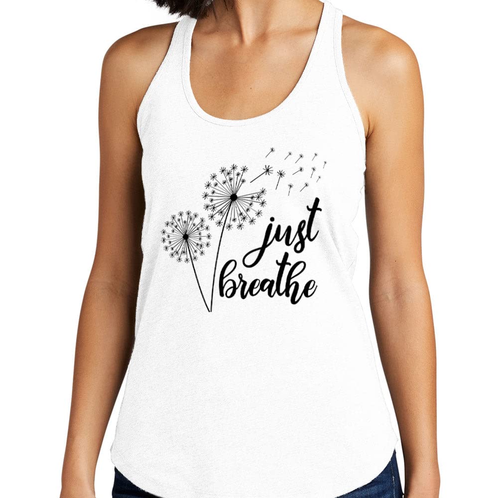 Just Breathe Fitted Racerback Tank Top for Women - Yoga, Gym & Casual Wear