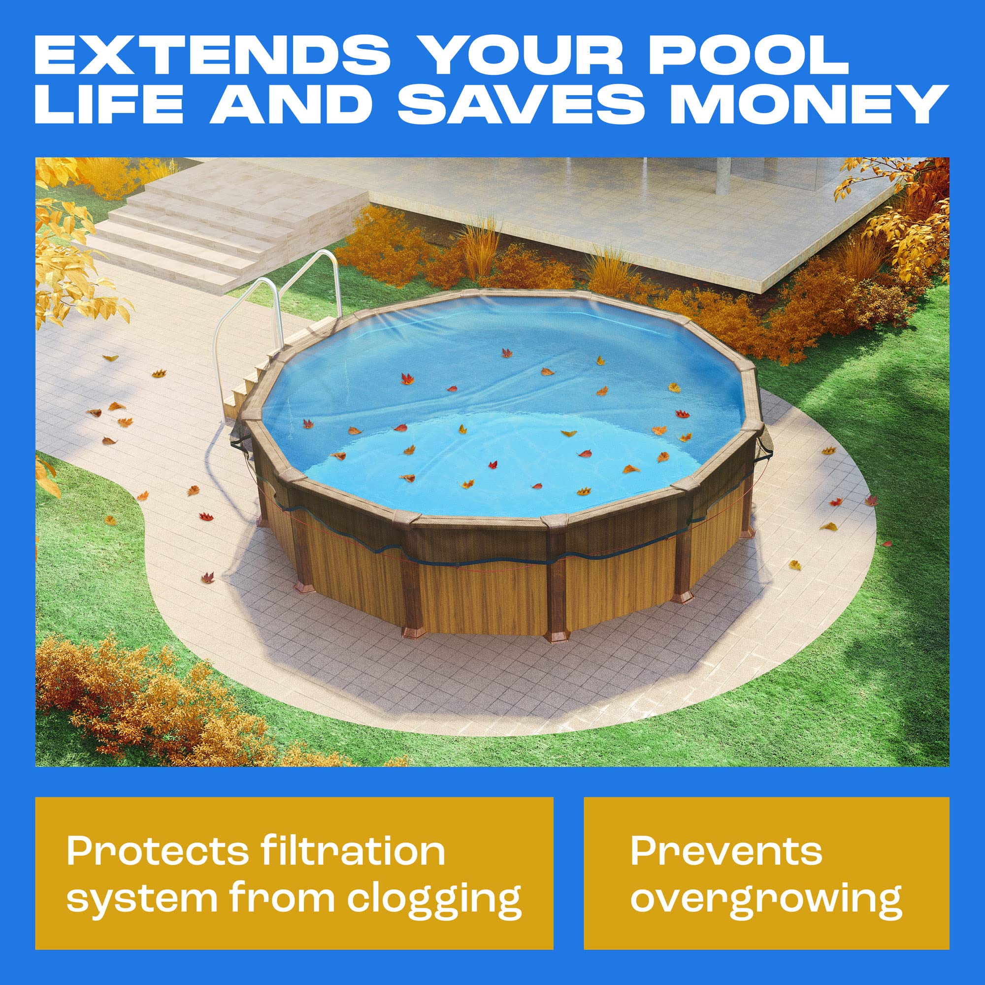 Heavy-Duty 24 Ft Round Above Ground Pool Leaf Net Cover - 0.15