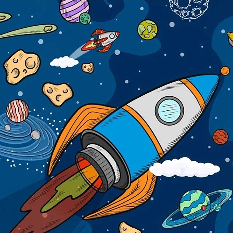 Stellar Adventure Cosmic Space Rocket Wallpaper - Galaxy Themed Peel & Stick Wall Decal for Kids Room, Nursery, or Office Decor - Perfect for Space Enthusiasts & Sci-Fi Lovers