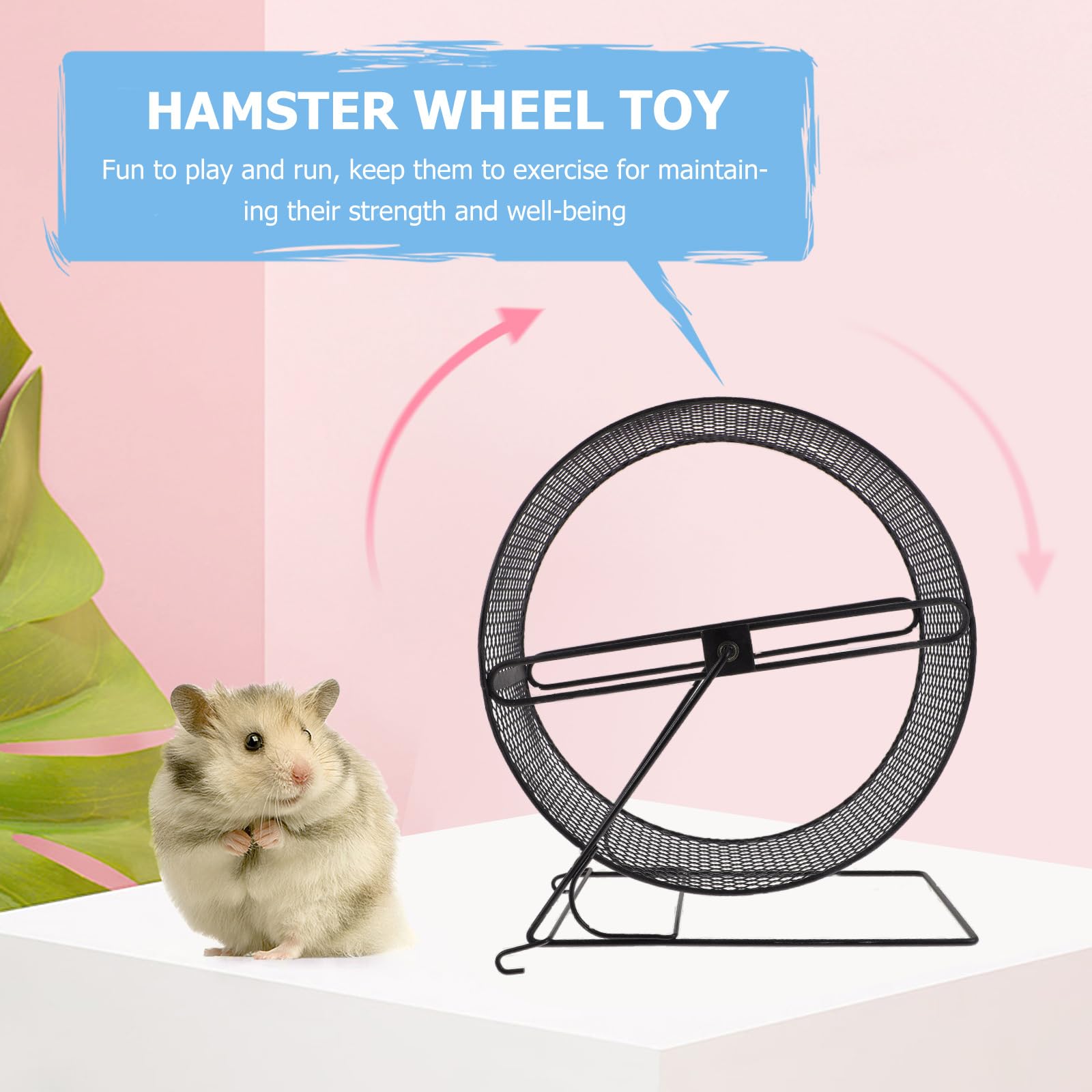 Silent Hamster Exercise Wheel - Non-Slip Chinchilla Running Wheel with Stand for Hedgehogs, Small Pets | Durable Cage Accessory for Hamsters, Gerbils, Mice | Perfect for Nighttime Play & Stress Relief