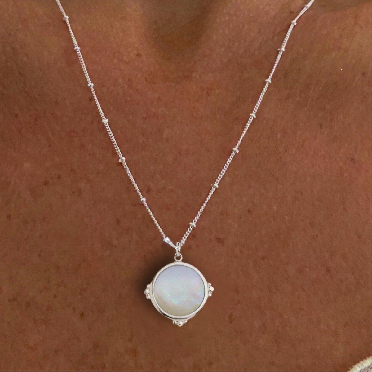 Enchanted Mother of Pearl Necklace - Sterling Silver Pendant for Women - Perfect for Weddings, Parties & Special Occasions