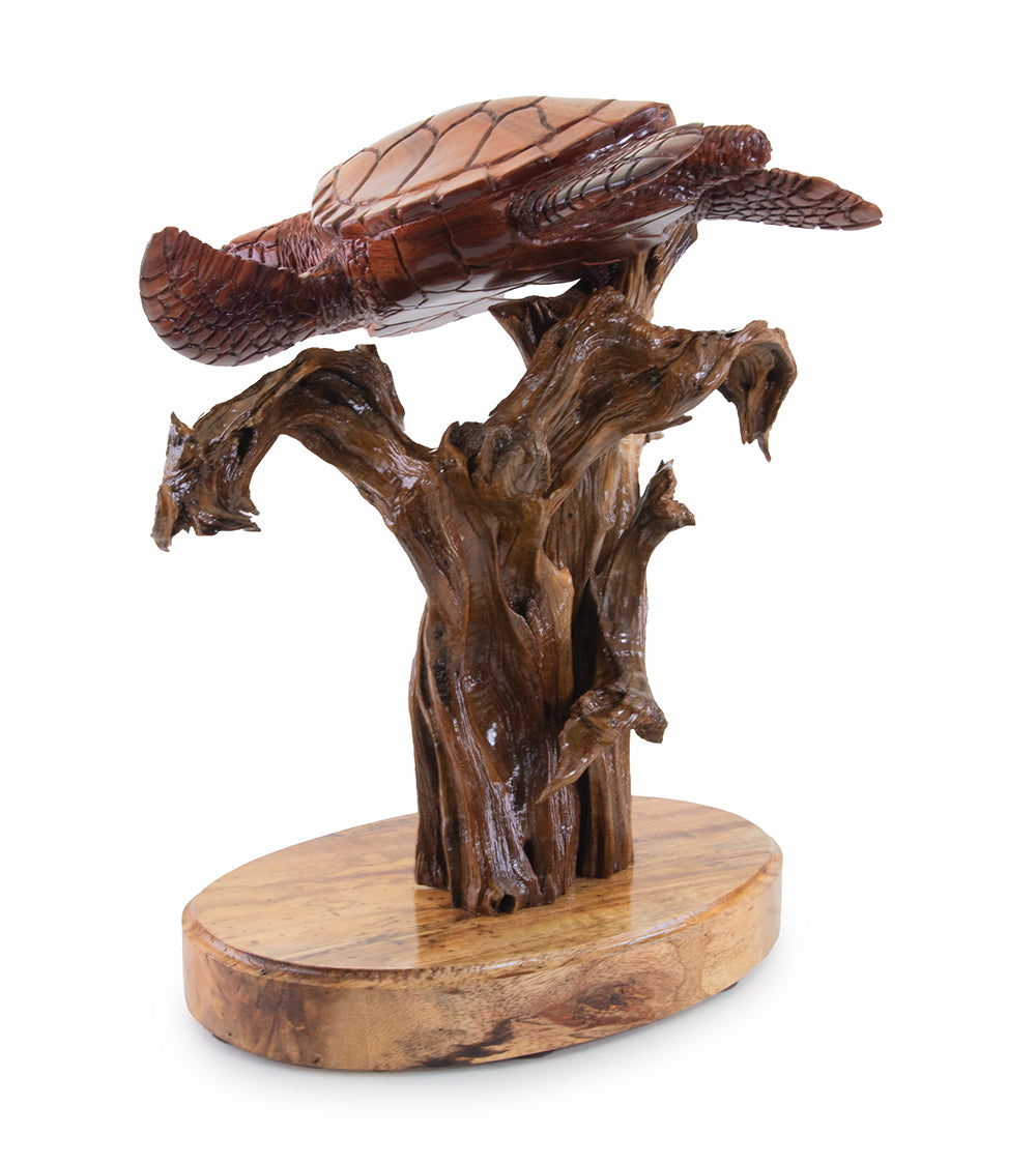 Handcrafted Koa Wood Sculpture - Roaming the Reef Ocean Art by Craig Nichols | Hawaiian Home Decor, Beach House Accent, Unique Gift for Art Lovers