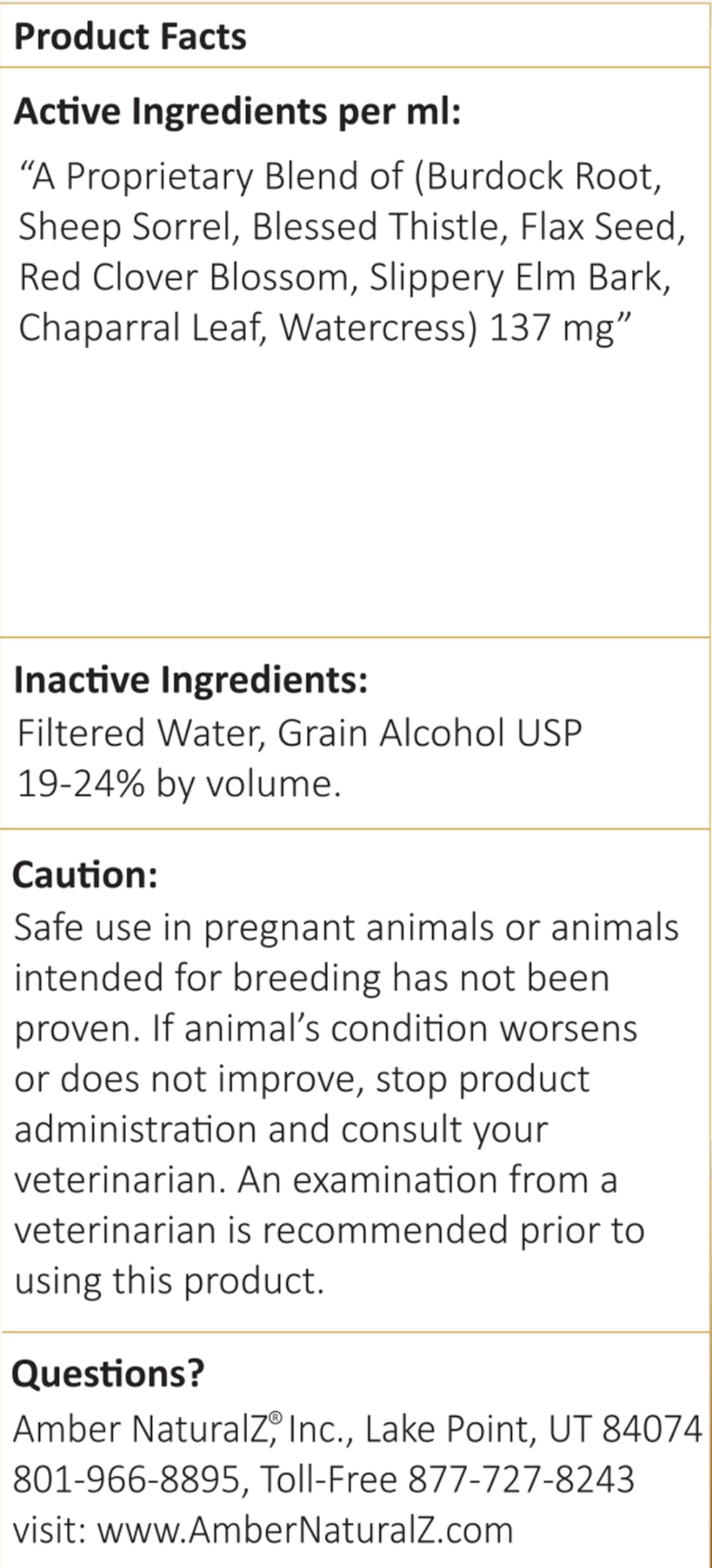Amber NaturalZ Life Cell Support Herbal Supplement for Dogs, Cats, Birds, Guinea Pigs & Rabbits | Liver Health Support | 4oz Glass Bottle | Made in USA | Supports Detox & Vitality for Small Pets