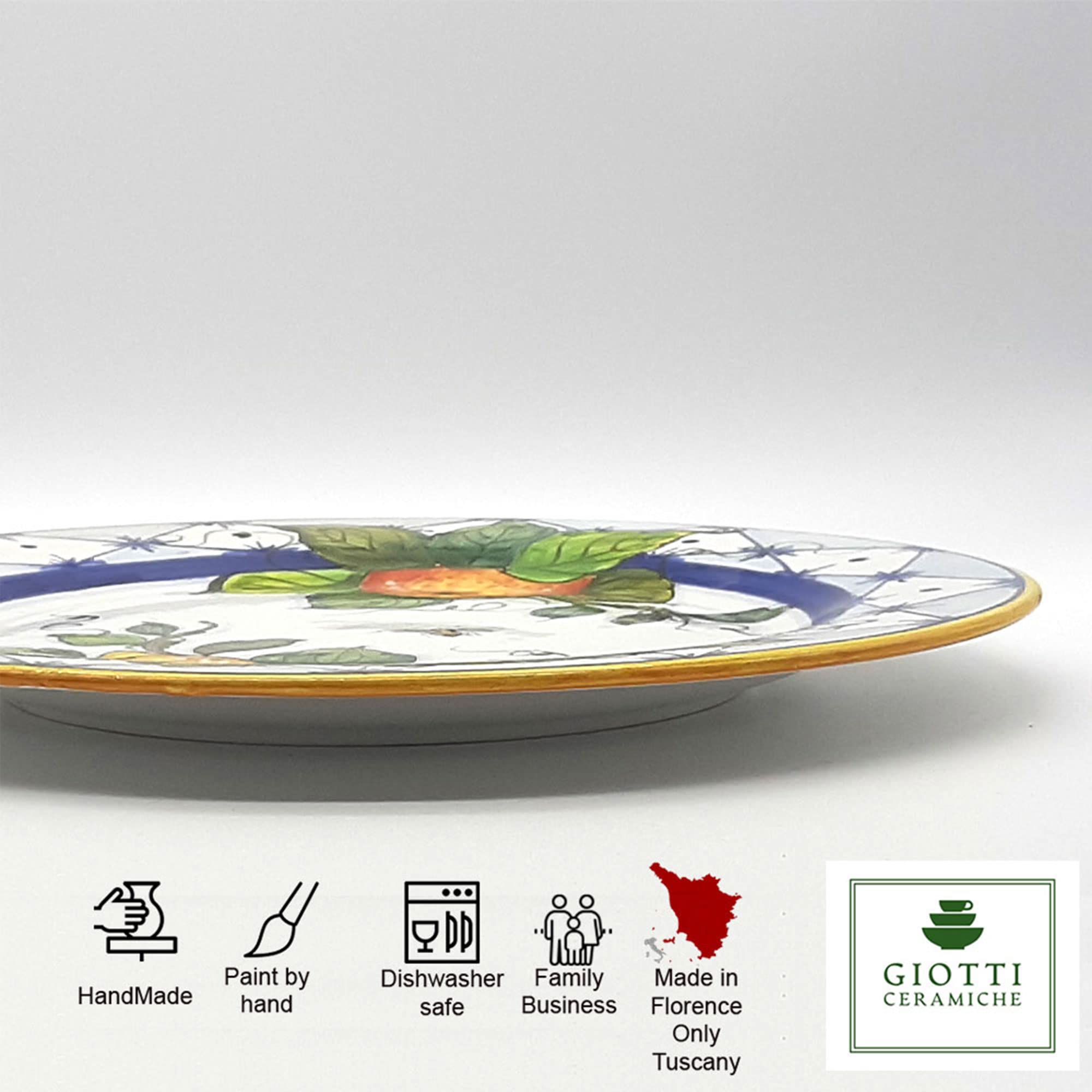 Italian Ceramic Dinnerware Set for 4 - Hand Painted Tuscan Pottery Plates & Bowls - Authentic Ischia Lemons Design - Elegant Kitchen & Dining Table Decor - Perfect for Family Dinners, Entertaining Guests, and Italian-Themed Parties