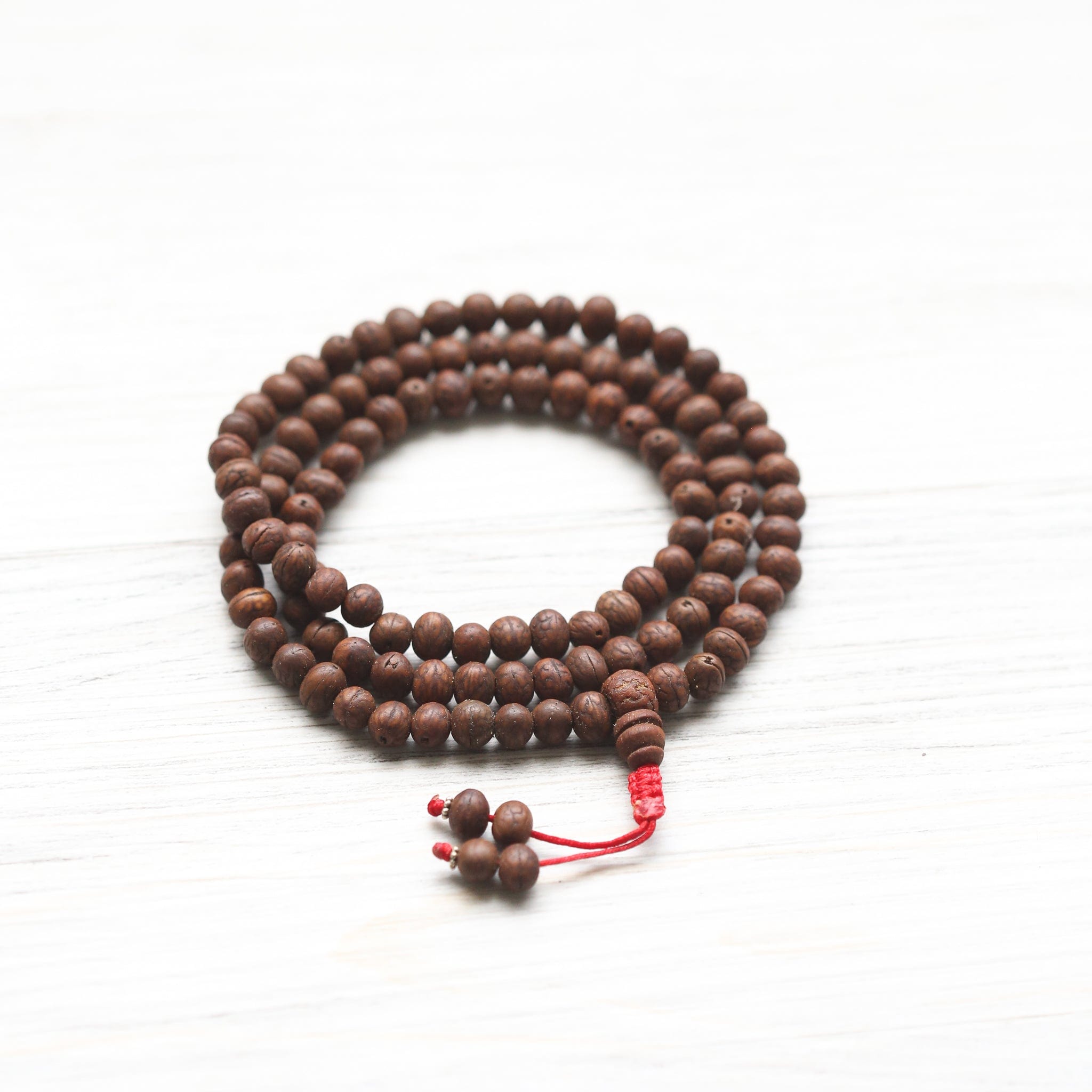 108 Bead Dark Raktu Prayer Mala - Buddhist Meditation Beads for Mindfulness, Yoga & Spiritual Practice - Handmade Wooden Mala Necklace for Stress Relief & Chanting