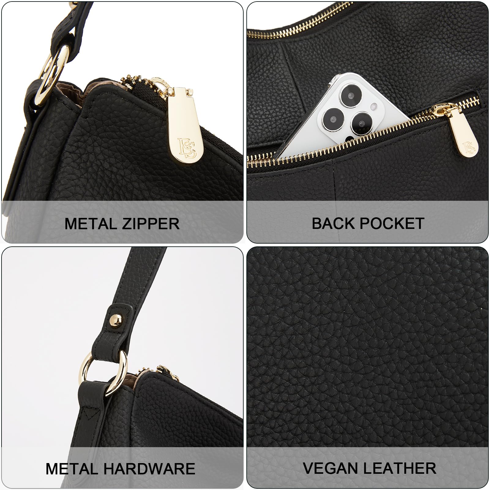 Vegan Leather Shoulder Bag for Women - Stylish Hobo Purse with Pockets | Work & Travel