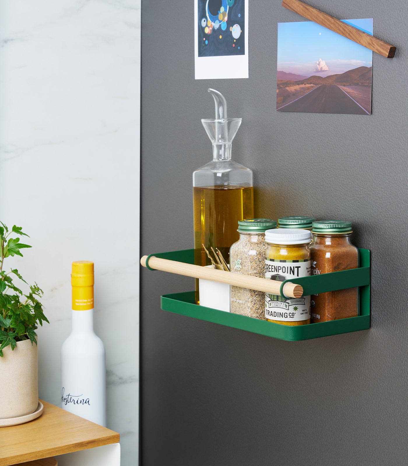 Premium Magnetic Storage Caddy - Sturdy Steel & Wood Organizer for Kitchen, Office, Garage - Perfect for Utensils, Tools & Small Items