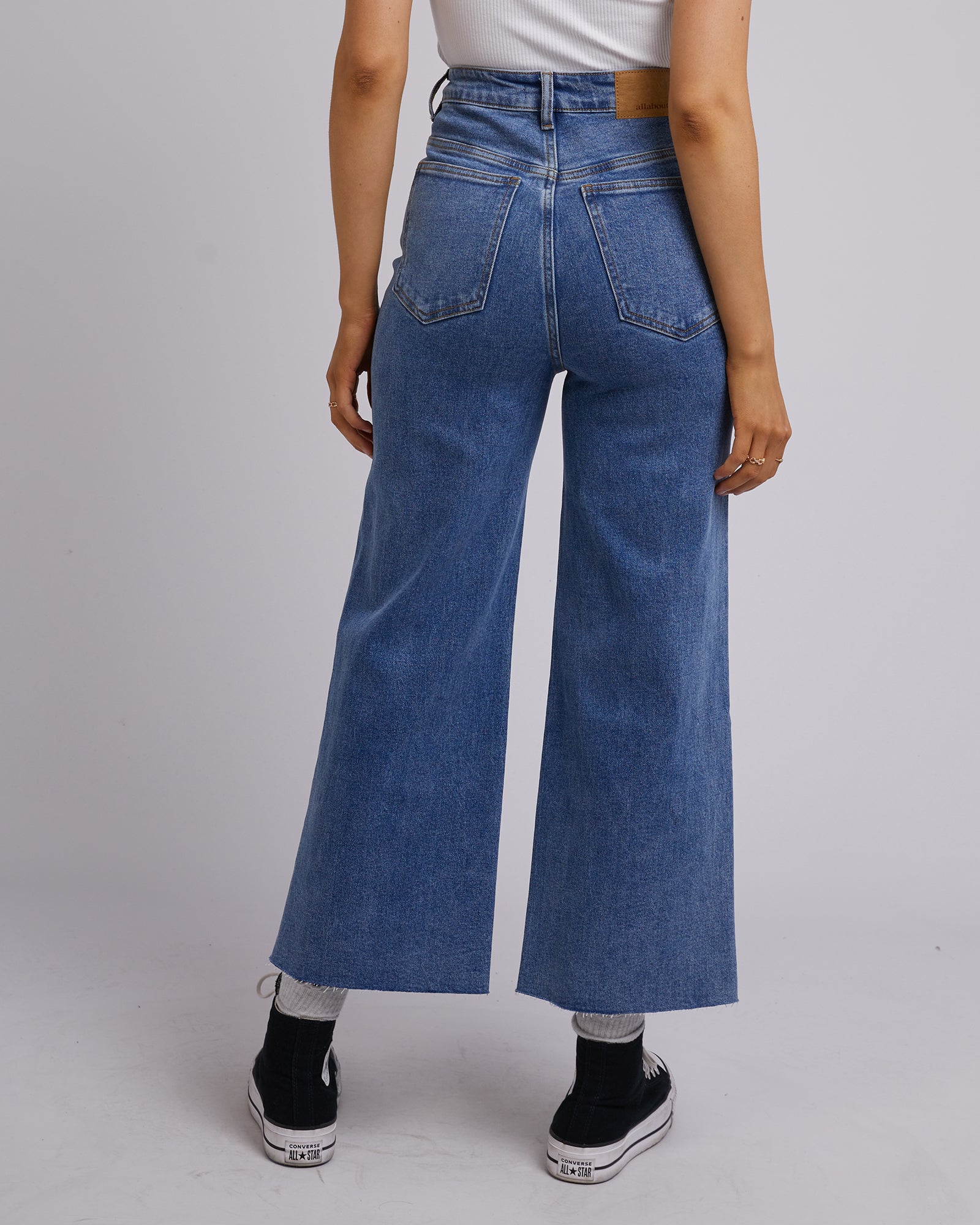 All About Eve Charlie High Rise Wide Leg Jeans for Women - Dark Blue Denim Pants, Comfortable & Stylish for Casual Wear, Office, and Night Out