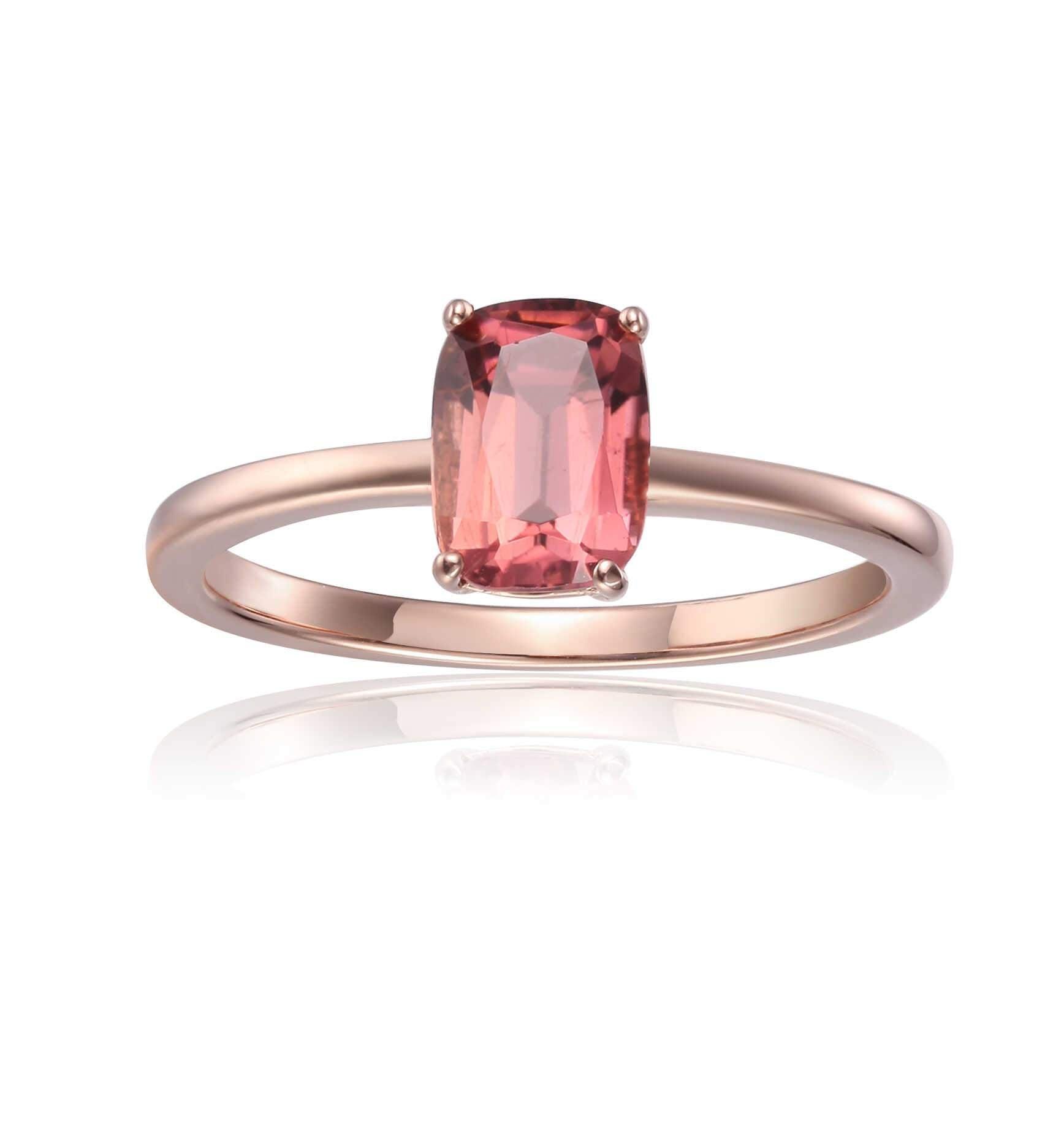 Pink Tourmaline Cushion Cut Solitaire Ring - 14K Gold Engagement Jewelry for Women, Perfect for Valentine's Day Gift & Anniversary Present