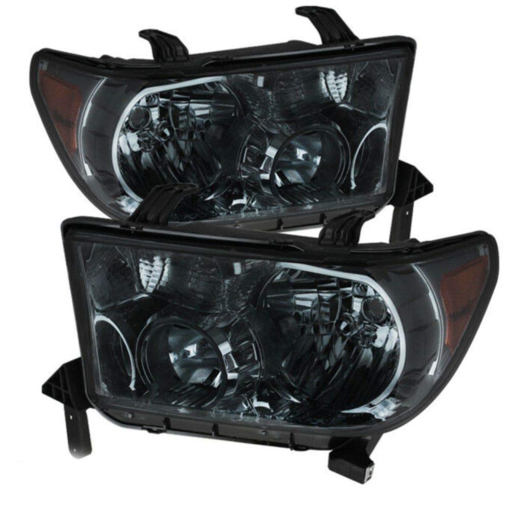 2007-2017 Toyota Sequoia & Tundra Crystal Smoked Headlights Pair (LH+RH) - Durable Replacement Lamps for Enhanced Night Visibility - Perfect for Off-Roading, Night Driving & Vehicle Upgrades