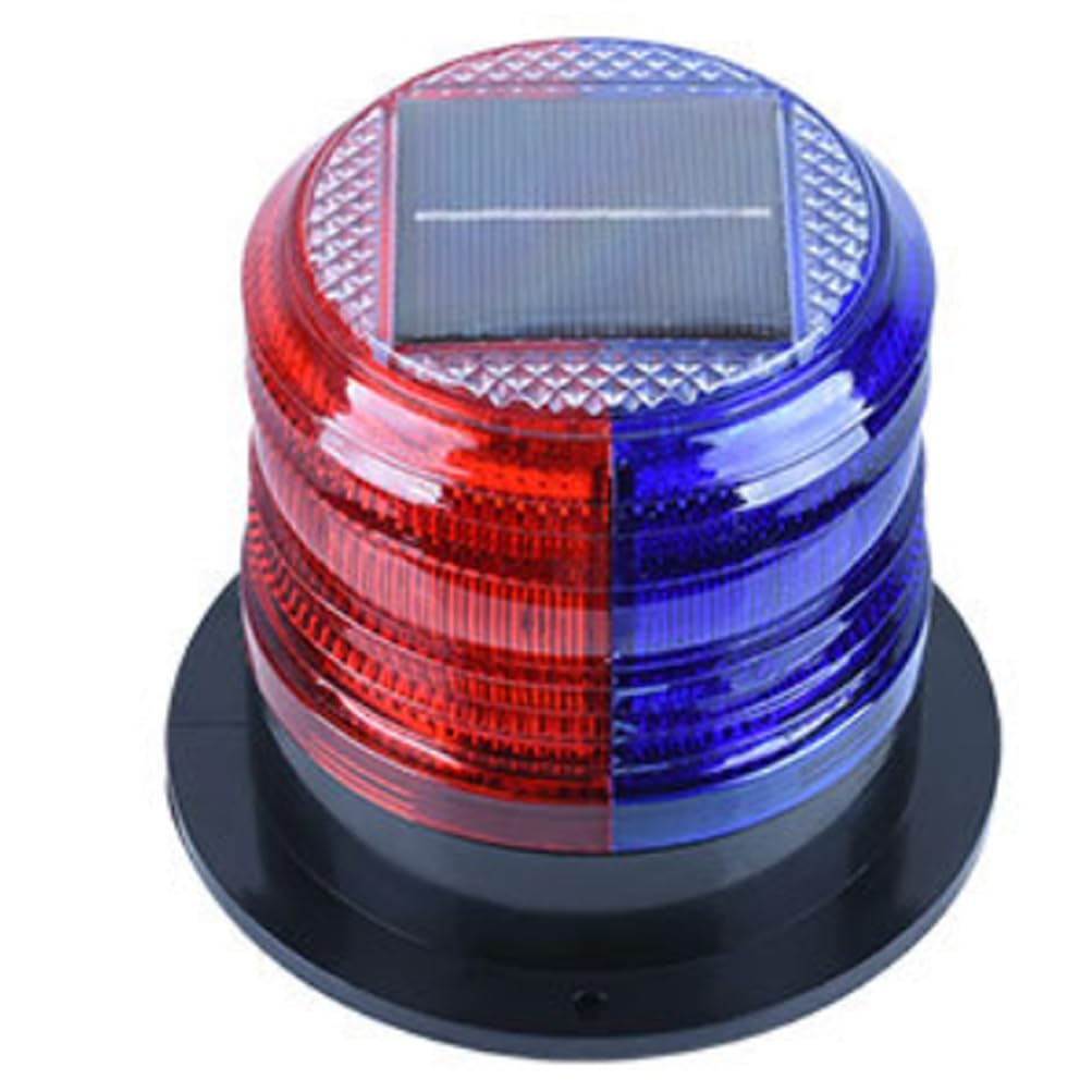 **Aolyty Solar Strobe Warning Light - Super Bright LED Safety Flashing Light with Strong Magnetic Base, Waterproof for Construction, Traffic, Factory, Crane Tower & Dock (Red & Blue) - Ideal for Emergency, Roadside, Hazard Zones & Night Visibility**