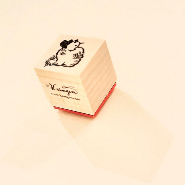 Krimgen Wooden Rubber Stamp - Cat Design for DIY Crafts, Scrapbooking & Card Making | High-Quality Handmade Stamp for Artists & Crafters