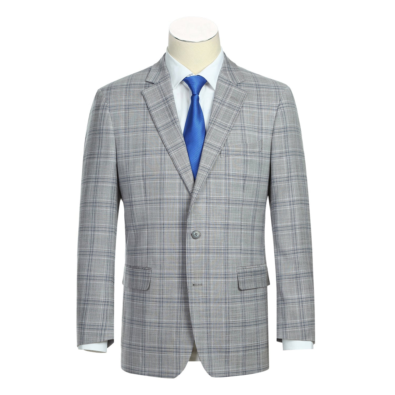 Alessandro Vitello by Renoir Classic Fit Checked Gray Suit | Men's Business Formal Attire for Office, Weddings & Special Events