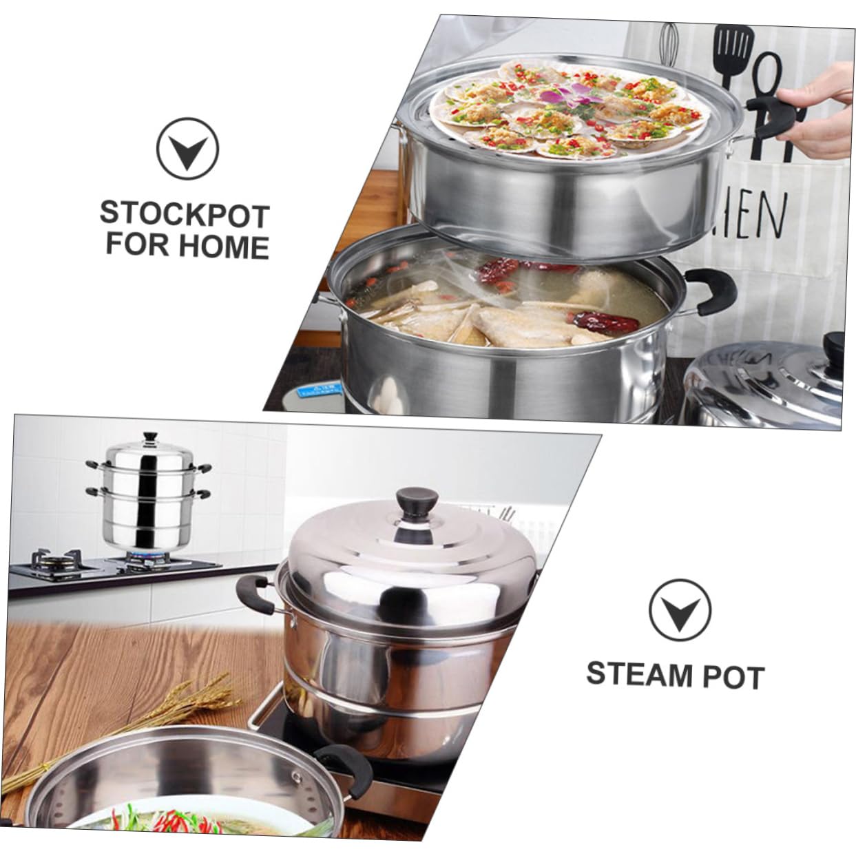 Stainless Steel Stackable Steamer Pot - 3-Layer Steaming Cookware for Soup, Dumplings & Vegetables | Durable & Convenient Kitchen Essential for Home Cooking & Meal Prep