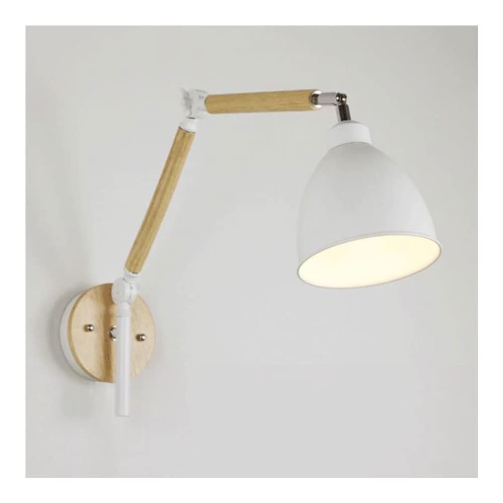 Modern White Swing Arm Wall Lamp - Adjustable Wall Sconce for Bedside Reading Light | Kitchen, Bedroom, Hallway & Living Room Decor | Farmhouse Style Lighting Fixture (Style B) - Perfect for Night Reading & Ambient Lighting
