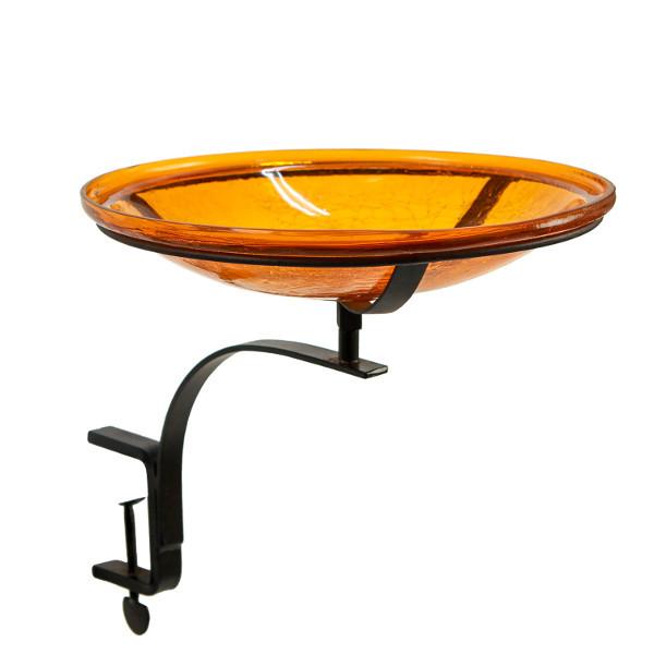 Handmade Mandarin Crackle Glass Birdbath Bowl - Outdoor Garden Decoration for Birds & Wildlife - Perfect for Patio, Yard & Backyard Bird Watching