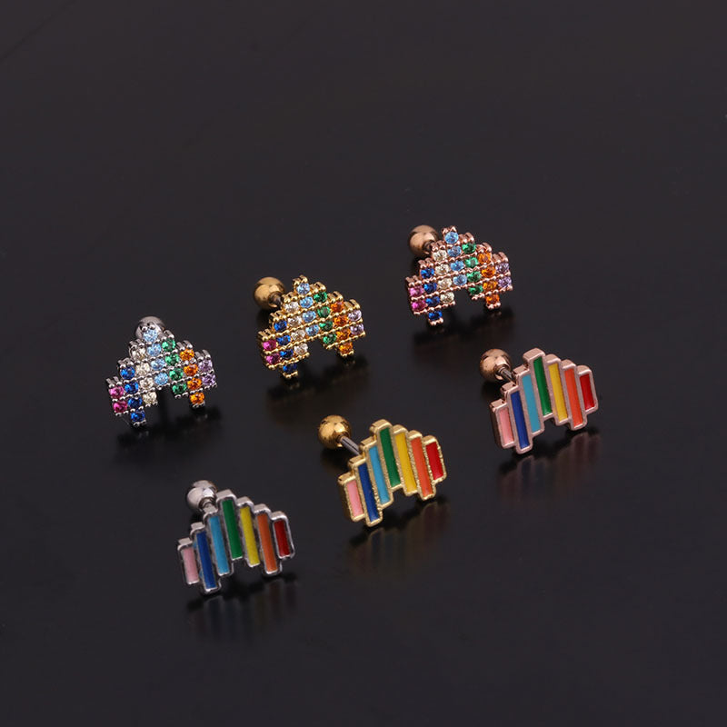 20G Cartilage Pride Conch Stud Earrings - Hypoallergenic Surgical Steel Body Jewelry for Women | Perfect for Piercing, Daily Wear & Special Occasions