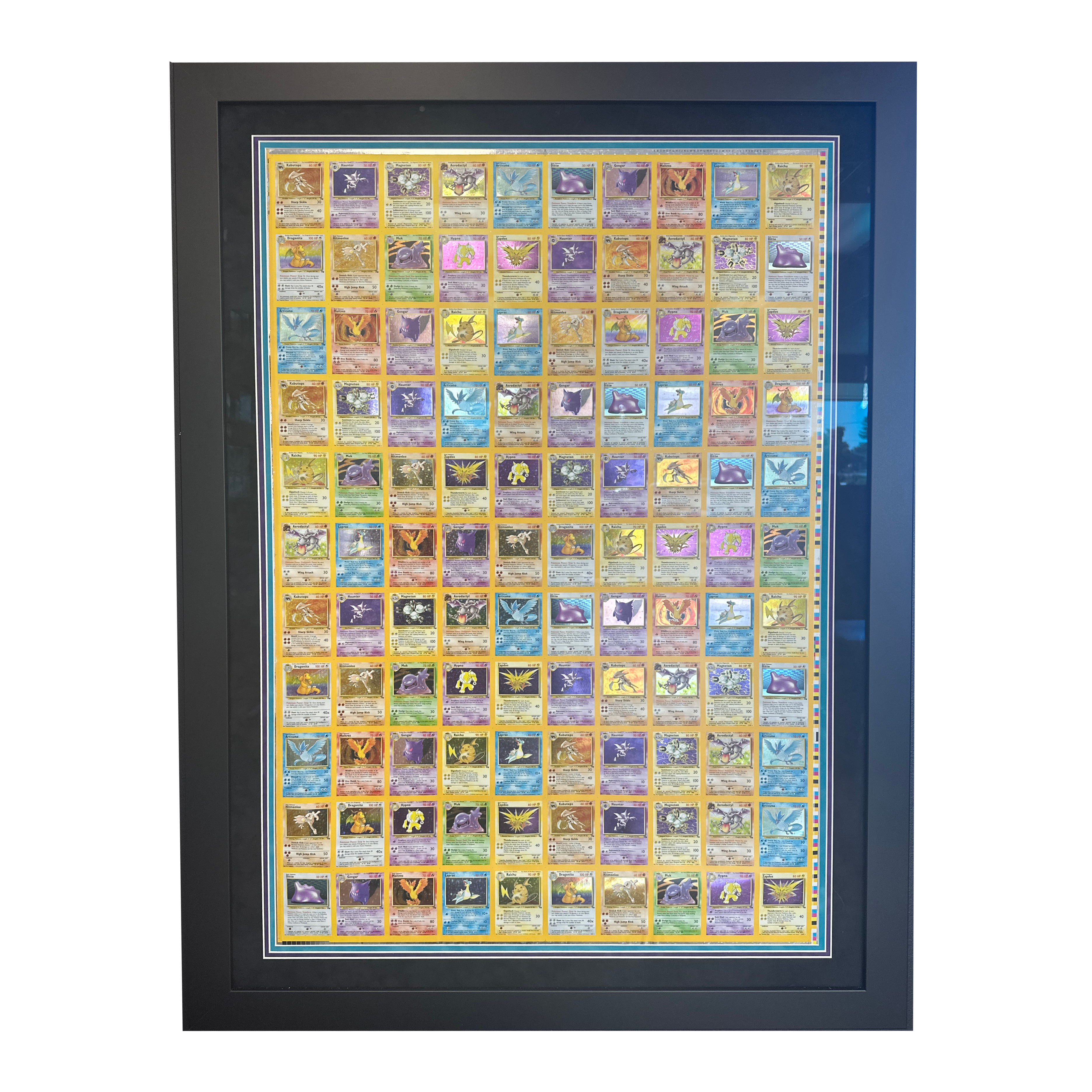 Vintage Framed Pokemon Fossil Uncut Sheet - Rare Collectible Display for Fans & Gamers - Perfect for Home Decor, Gaming Room, or Gift