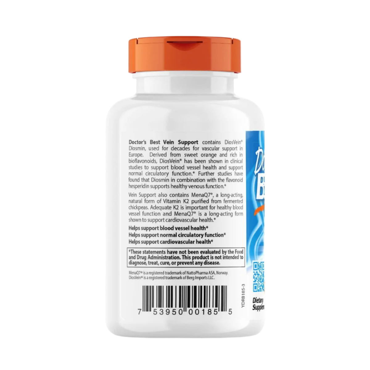 Doctor's Best Vein Support Supplement with DiosVein & MenaQ7 - 60 Vegetarian Capsules for Circulation & Leg Health - Supports Healthy Blood Flow for Active Lifestyles & Long Sitting Hours