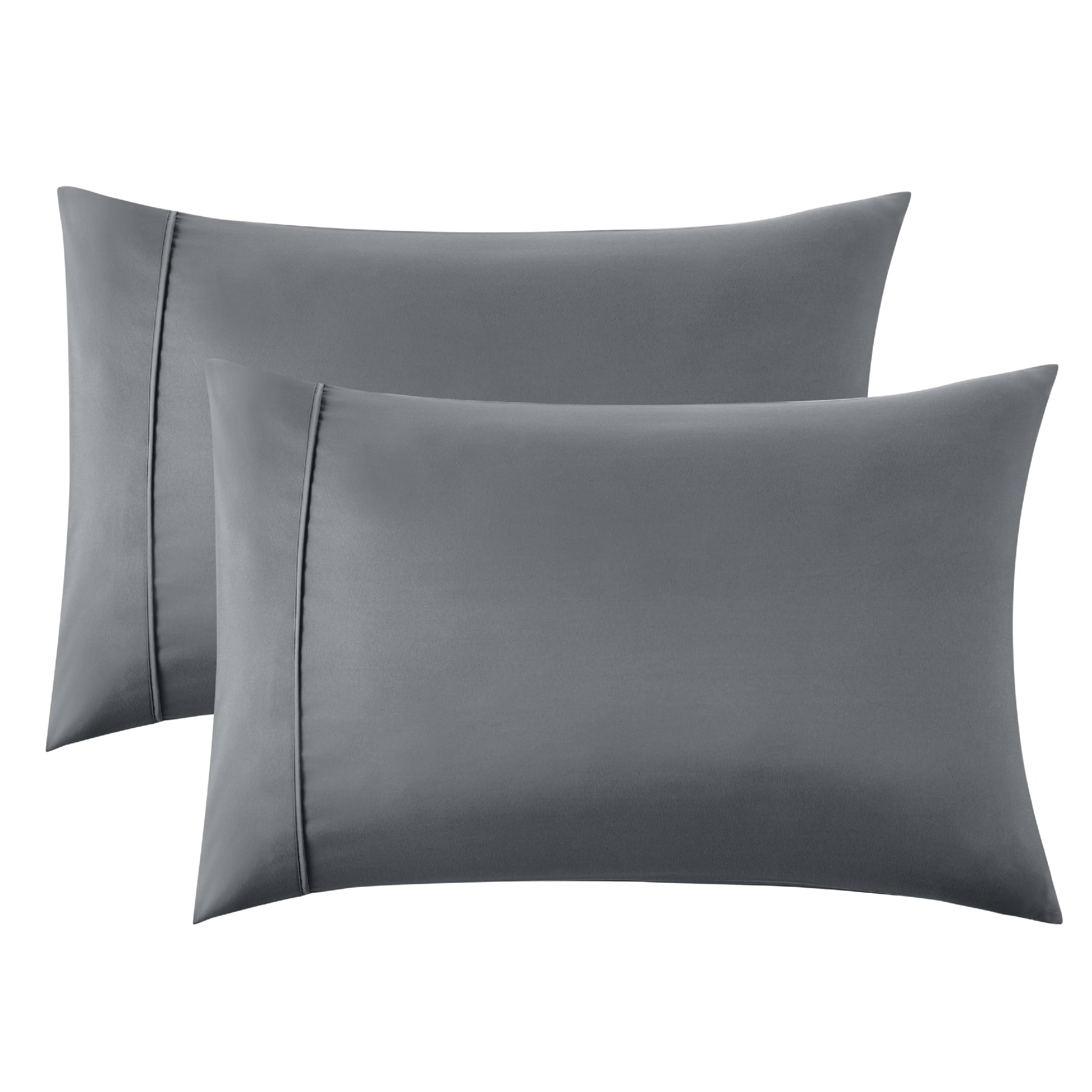 Bedsure 2 Pack Standard Size Pillowcases (50x75 cm) - Soft Brushed Microfiber Pillow Covers with Envelope Closure for Hair & Skin Care, Dark Grey - Perfect for Bedroom, Guest Room & Home Decor Gifts for Women