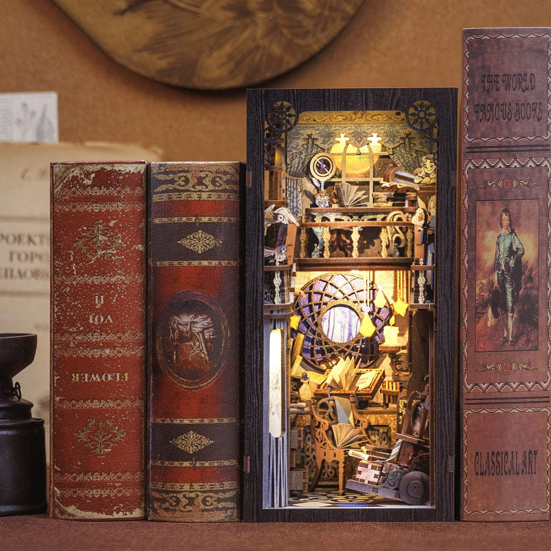 DIY Book Nook Kit - Nebula Common Room with Dust Cover for Bookshelf Decor | 3D Puzzle Bookshelf Insert for Harry Potter Fans & Home Library Display