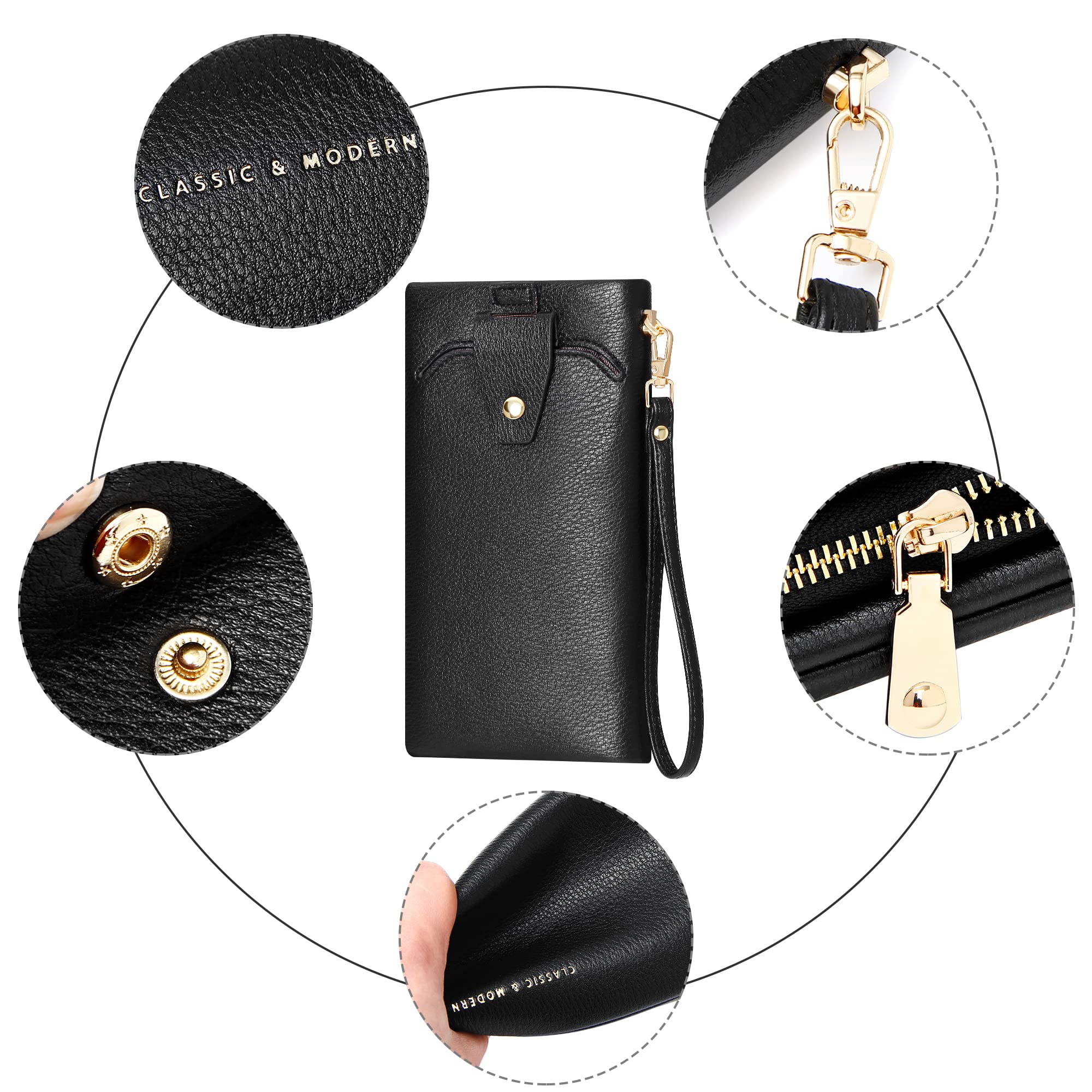 Women's RFID Blocking Large Capacity Zip Around Wallet - PU Leather Credit Card Holder & Travel Purse with Wristlet Strap | Perfect for Everyday Use, Shopping, and Travel