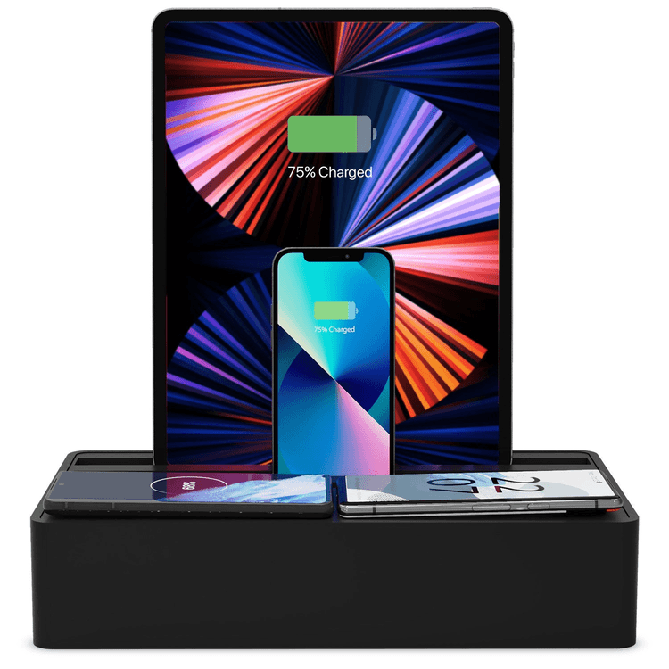 ALLDOCK Wireless Charging Station for Multiple Devices - Family Size in Black | Fast Charging Dock for iPhone, Samsung, AirPods & Smartwatches | Perfect for Home, Office & Nightstand Use