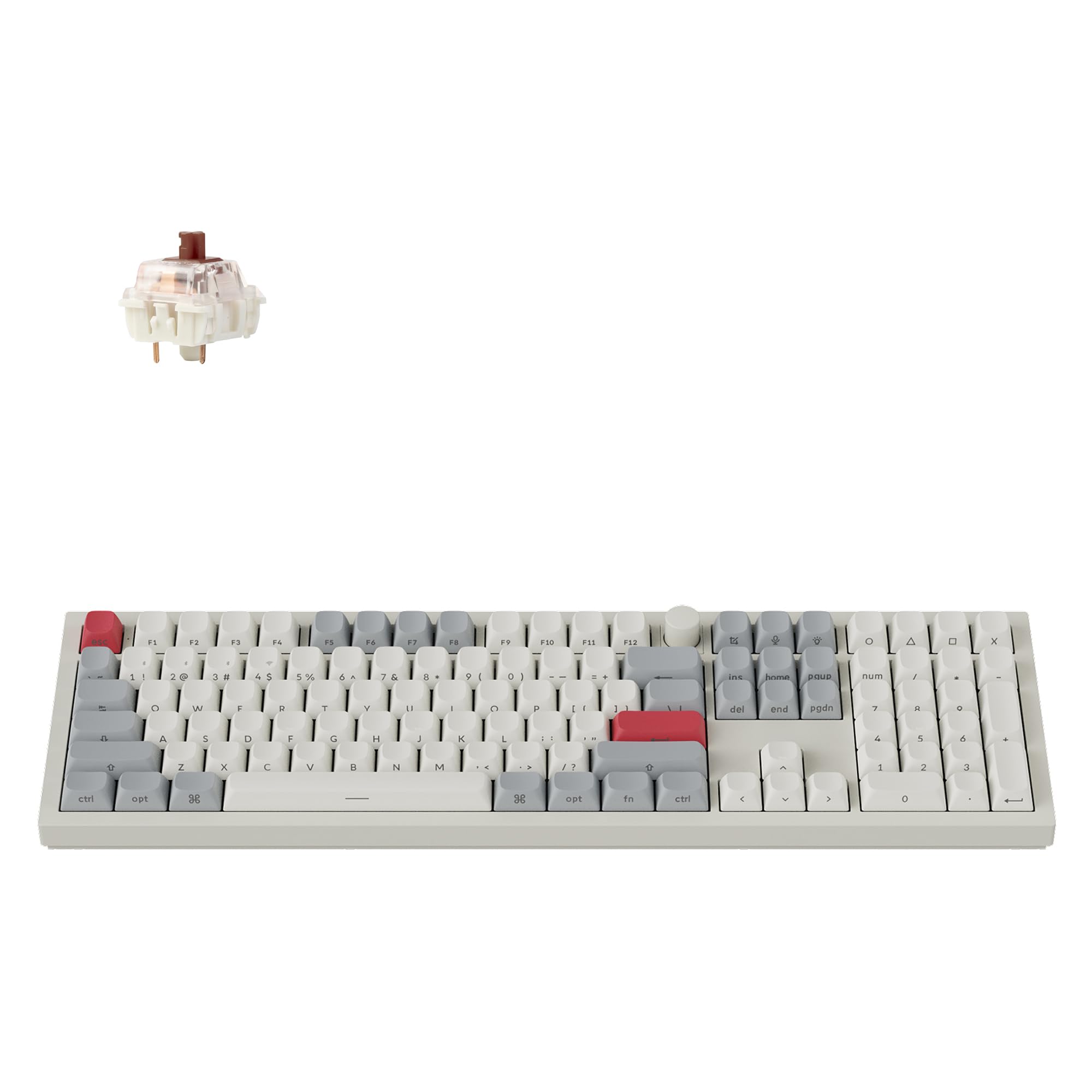 Keychron Q6 Max Full Size Custom Mechanical Keyboard - QMK/VIA Programmable, Wireless Bluetooth/2.4GHz/USB-C, RGB Backlit, Hot-Swappable Gateron Brown Switches for Mac/Windows/Linux (White) - Perfect for Office Work, Gaming & Programming