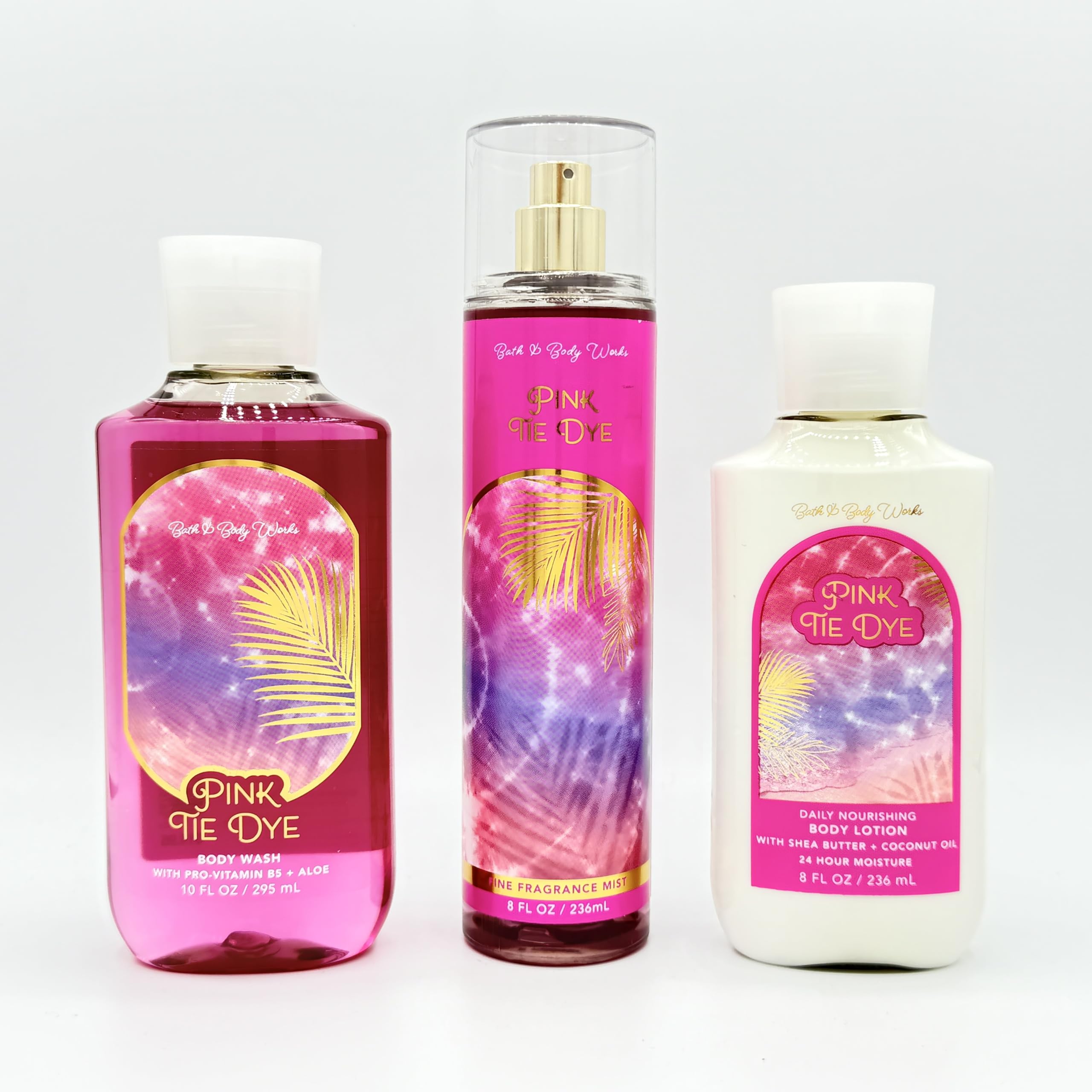 Pink Tie Dye 3-Piece Bath & Body Gift Set - Moisturizing Body Wash, Refreshing Fragrance Mist & Nourishing Lotion for Soft Skin | Perfect for Spa Day, Self-Care Routine & Thoughtful Gifts