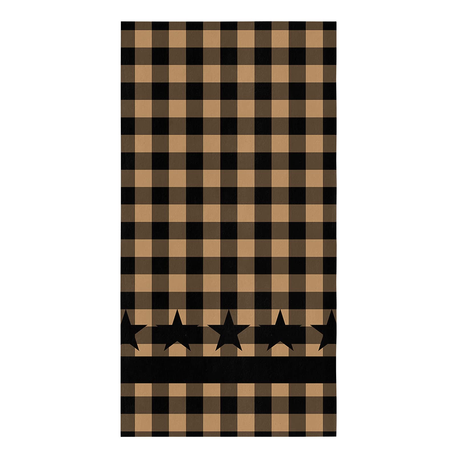 Vintage Country Star Kitchen Towels - 1 Pack Super Absorbent Microfiber Dish Towels for Kitchen, Brown Black Buffalo Plaid Farmhouse Hand Towels/Tea Towels/Bar Towels 18