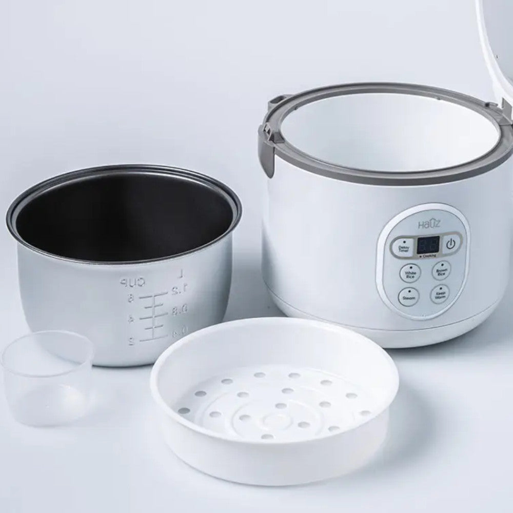 HAUZ ARZD260 6-Cup Digital Rice Cooker & Food Steamer with Stainless Steel Inner Pot - Perfect for Cooking Rice, Steaming Vegetables & Healthy Meals at Home or Office