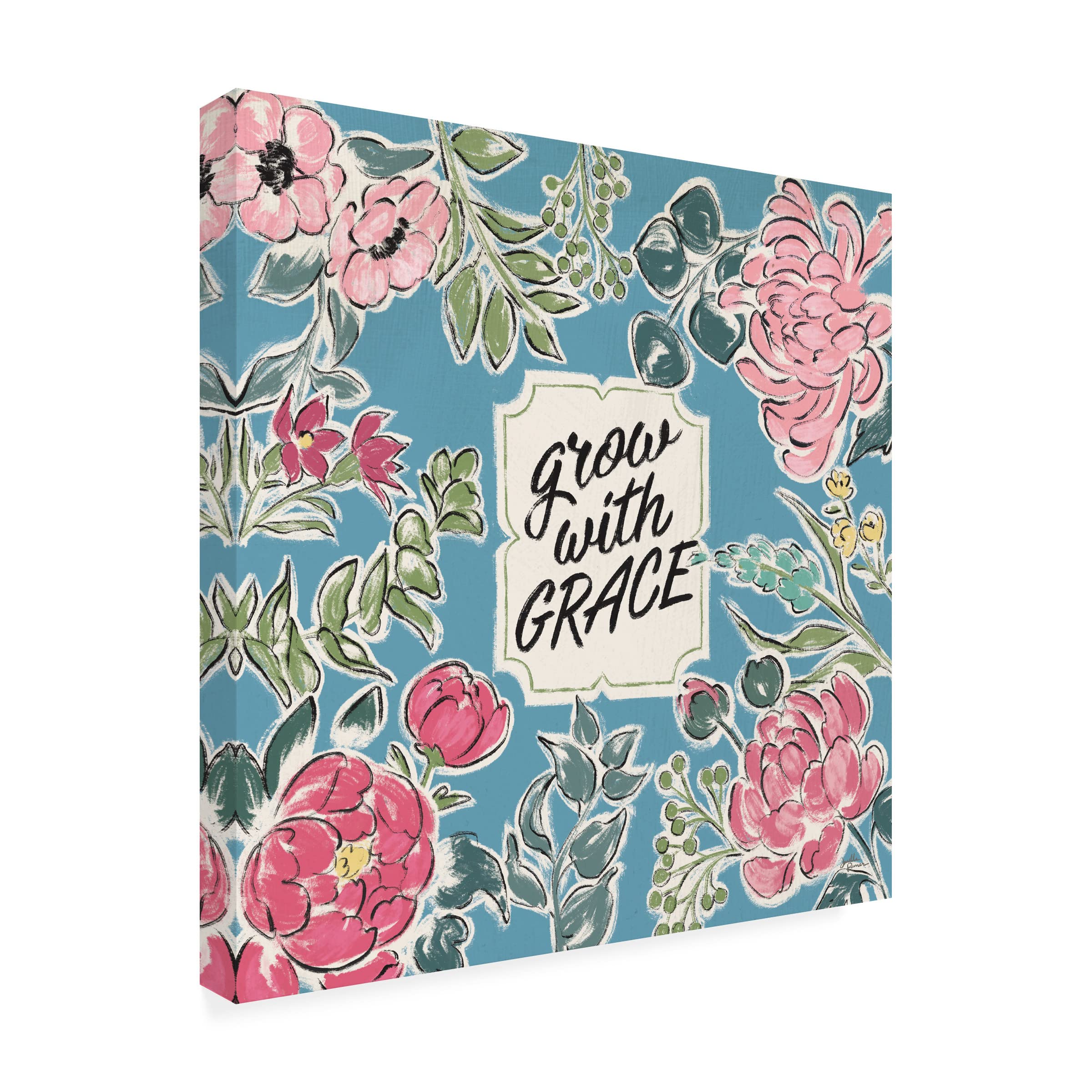 Janelle Penner 'Live in Bloom IV Blue' Canvas Wall Art - Modern Floral Painting for Living Room, Bedroom & Office Decor | Trademark Fine Art Collection
